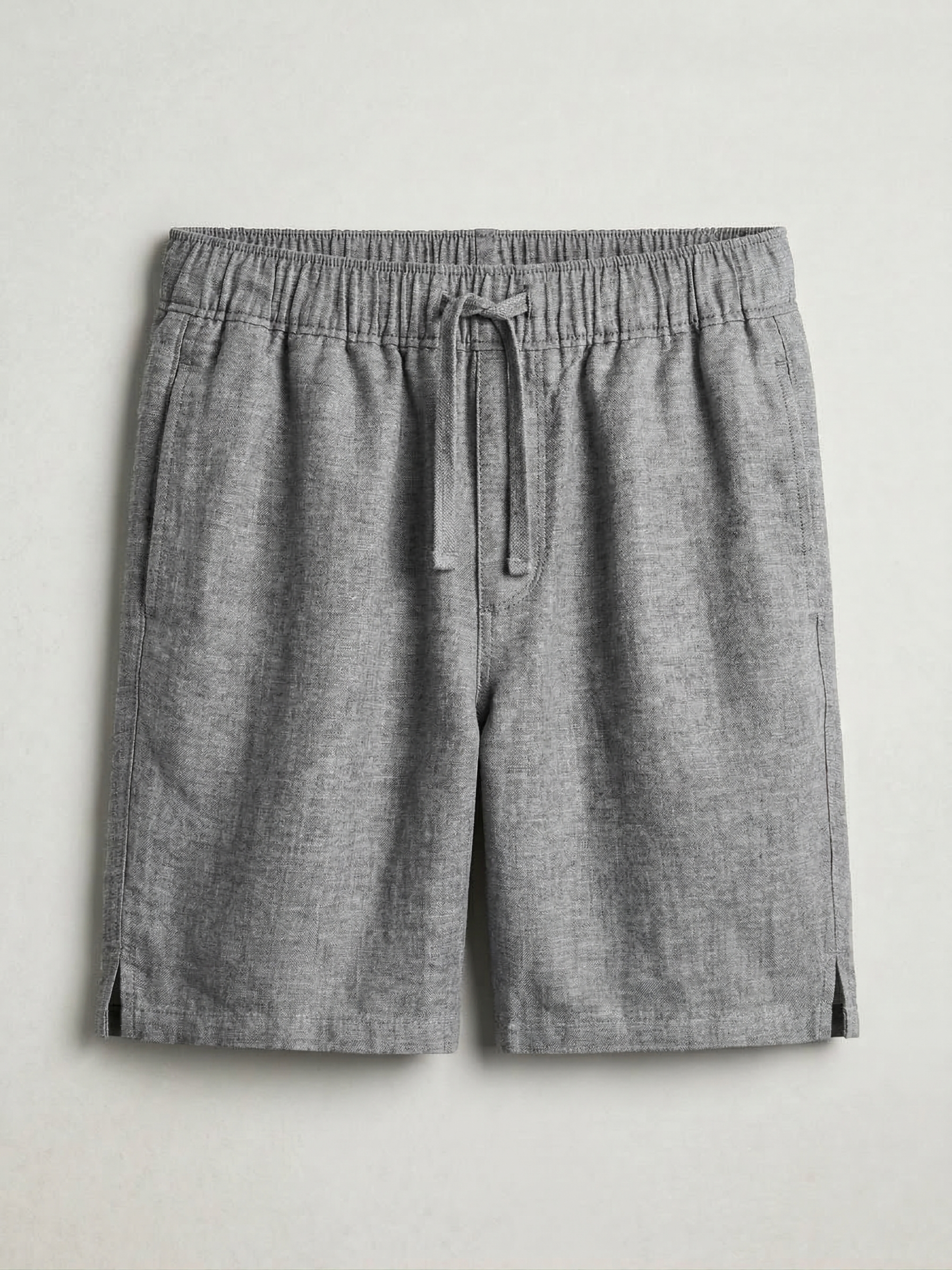 Dark Grey Linen Drawstring Shorts by French Cuff