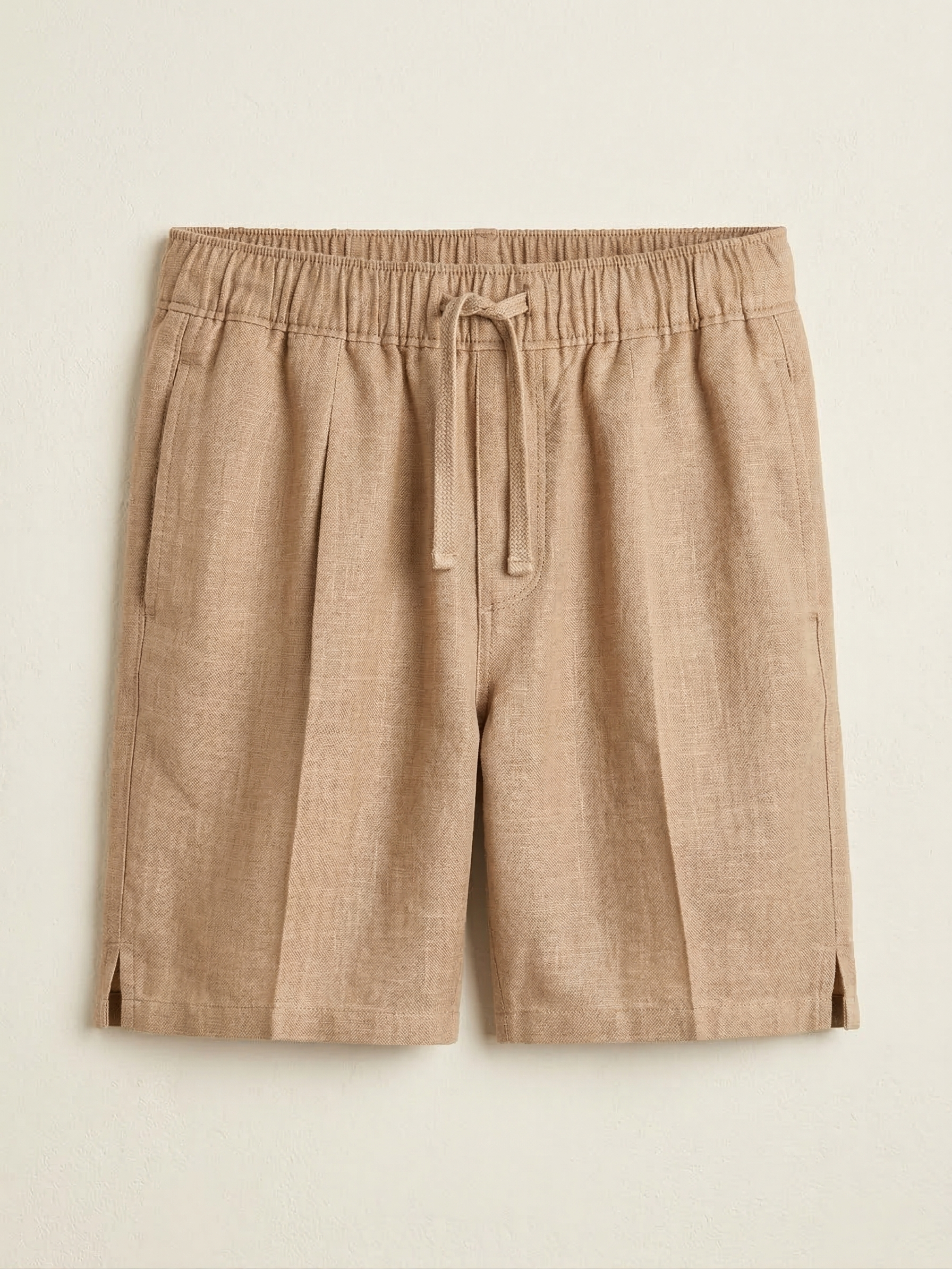 Khaki Linen Drawstring Shorts by French Cuff