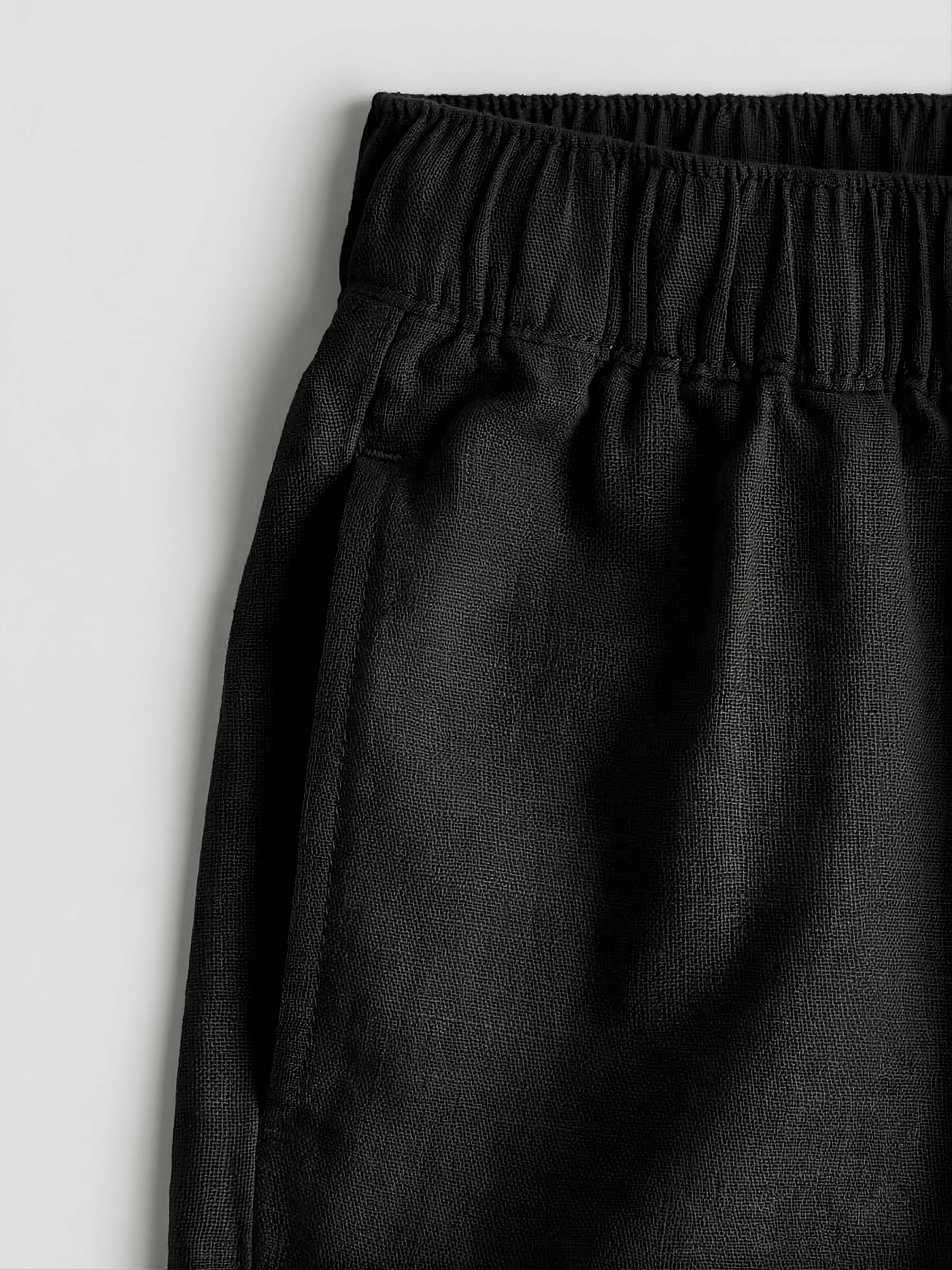 Black Linen Drawstring Shorts by French Cuff