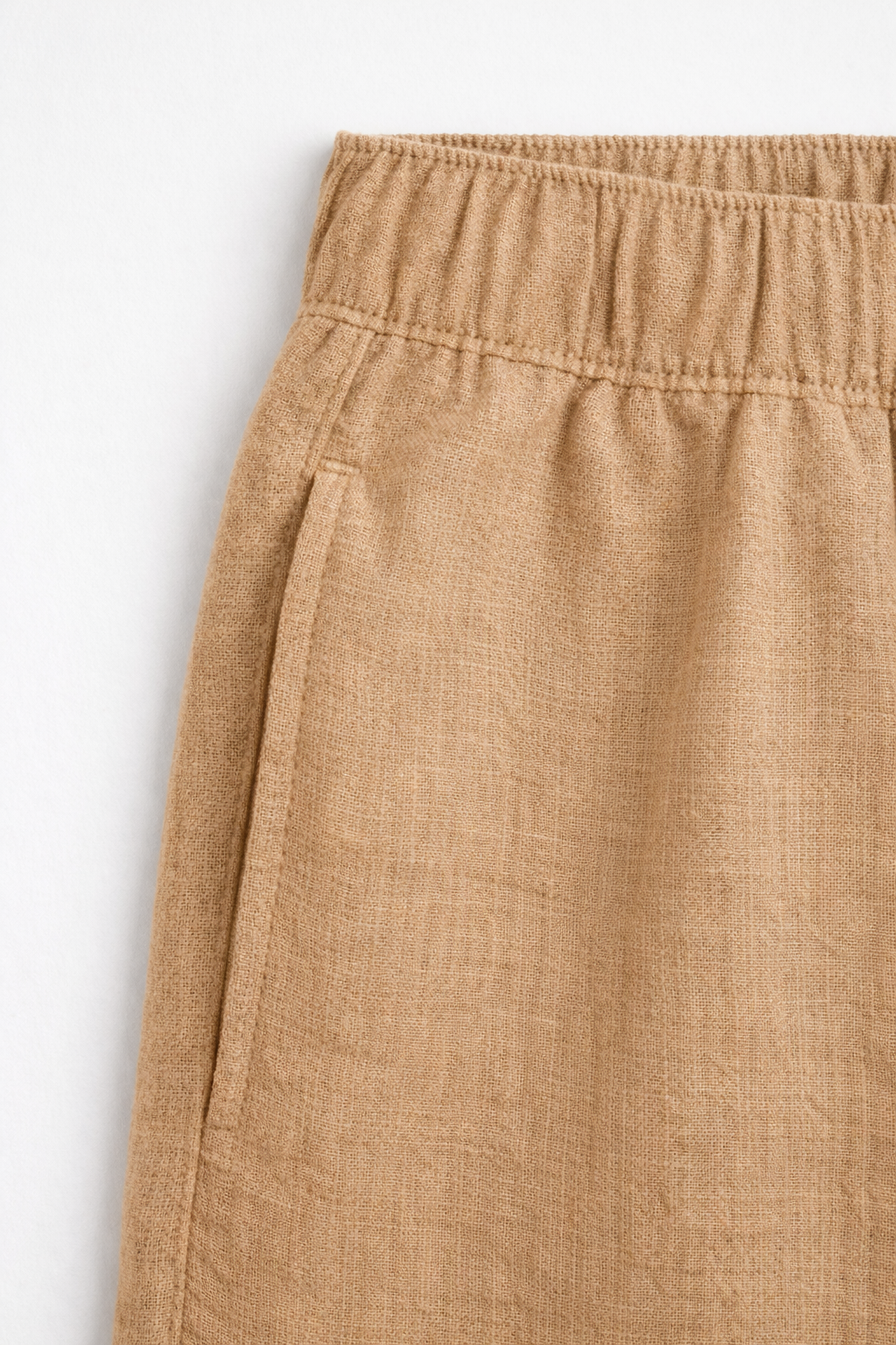Khaki Linen Drawstring Shorts by French Cuff