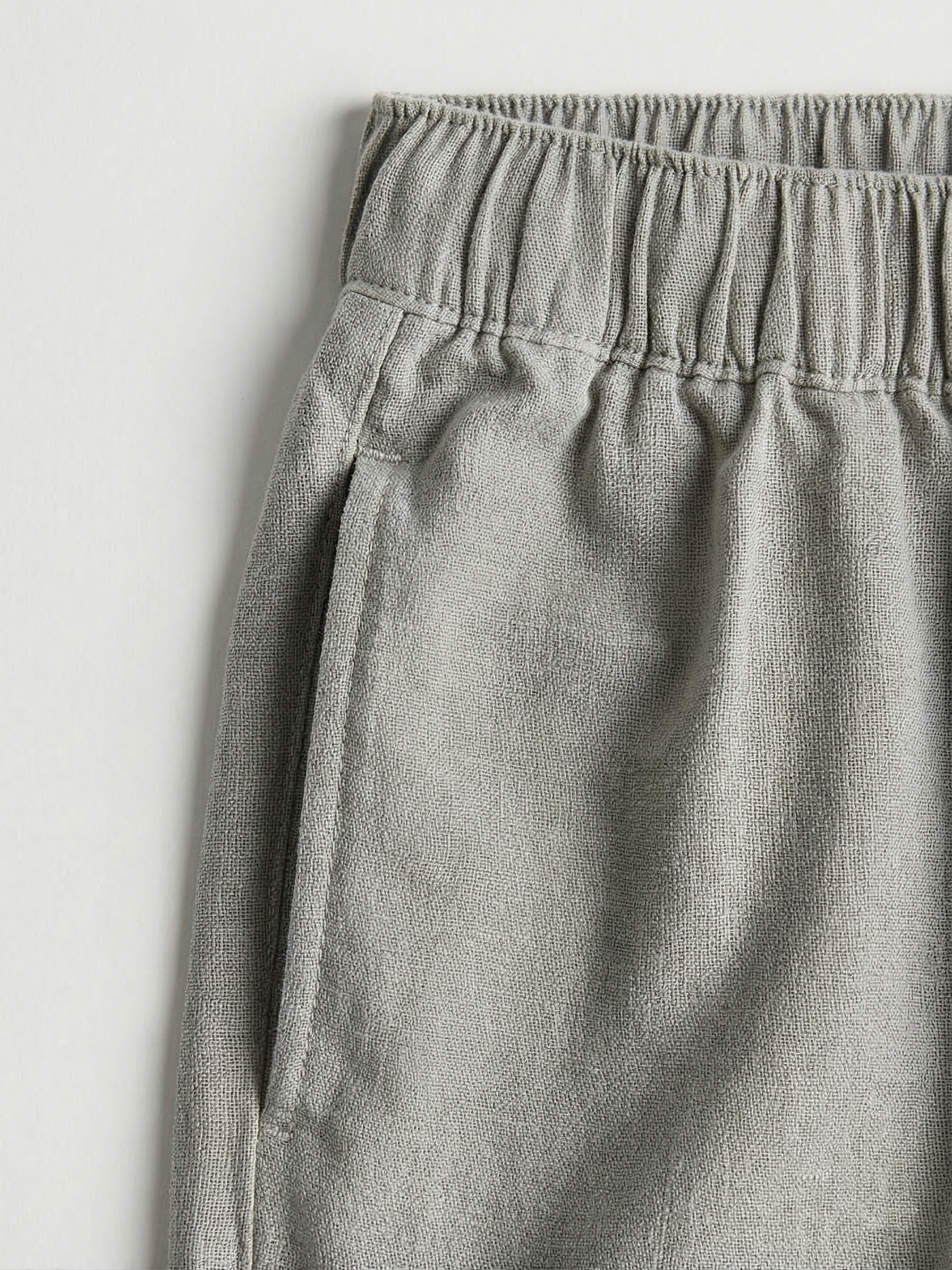 Light Grey Linen Drawstring Shorts by French Cuff