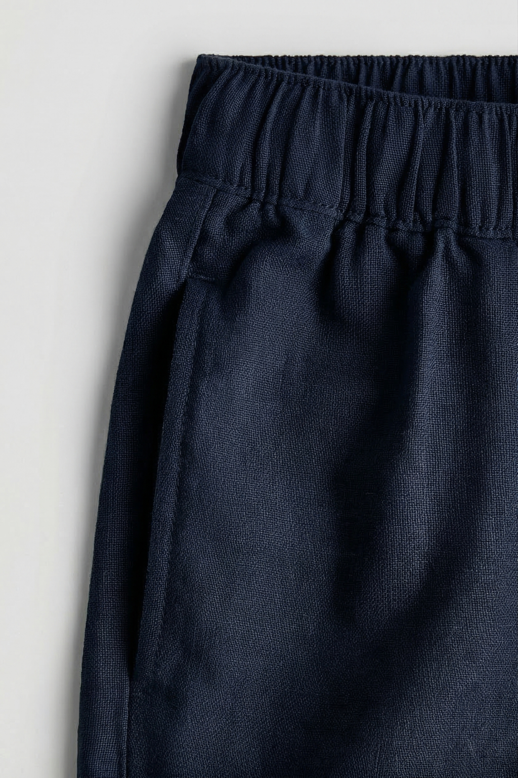 Navy Blue Linen Drawstring Shorts by French Cuff