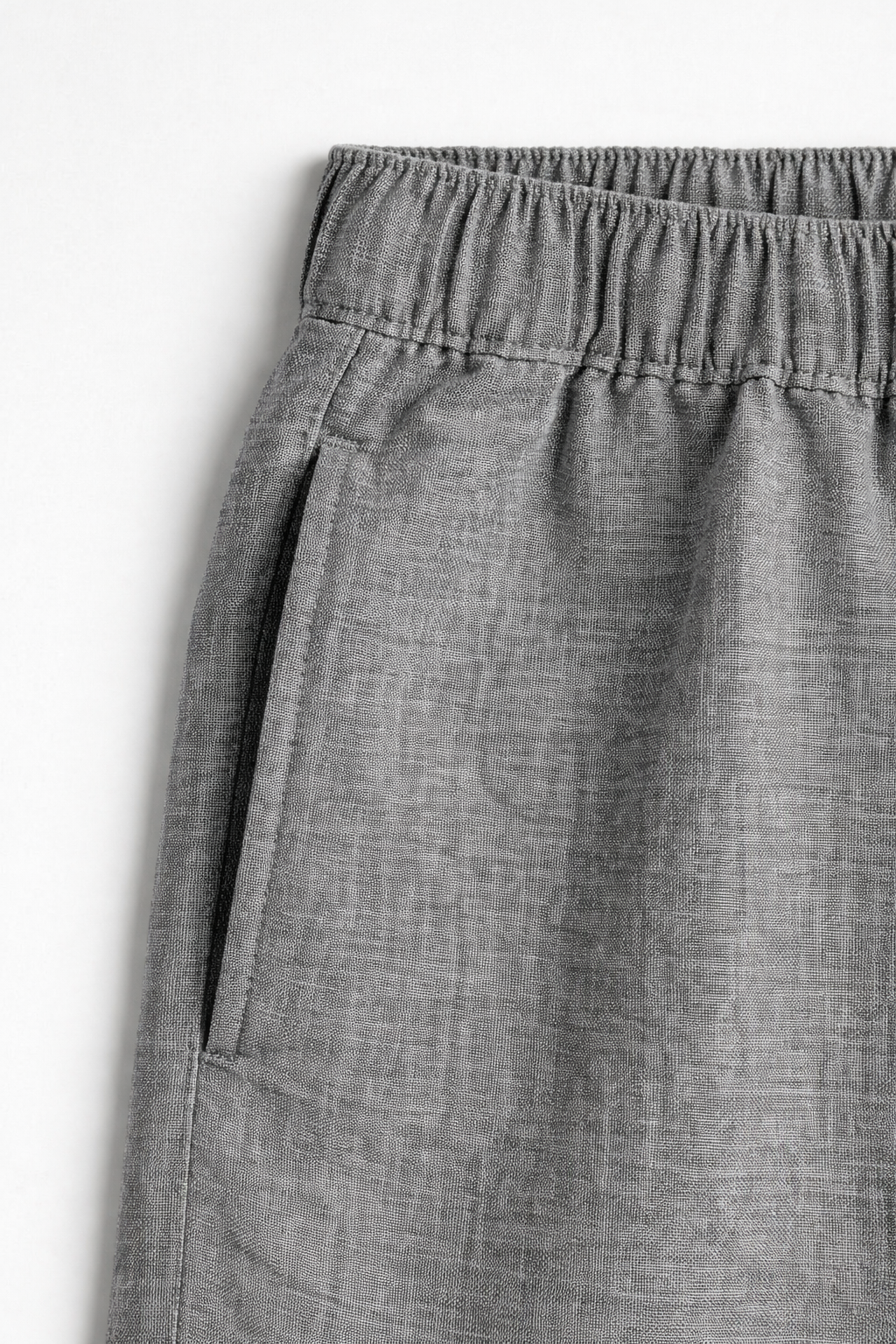 Dark Grey Linen Drawstring Shorts by French Cuff