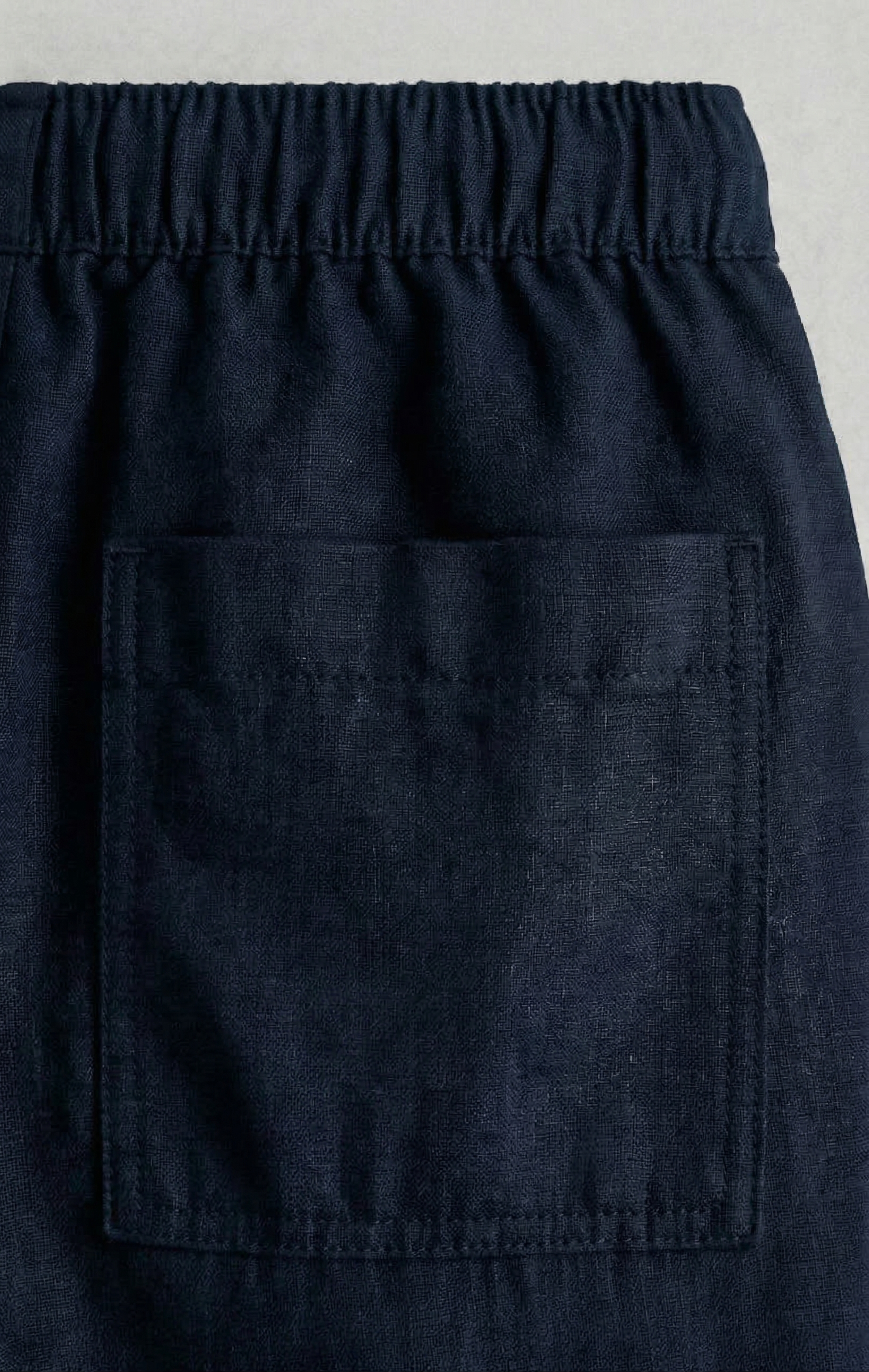 Navy Blue Linen Drawstring Shorts by French Cuff