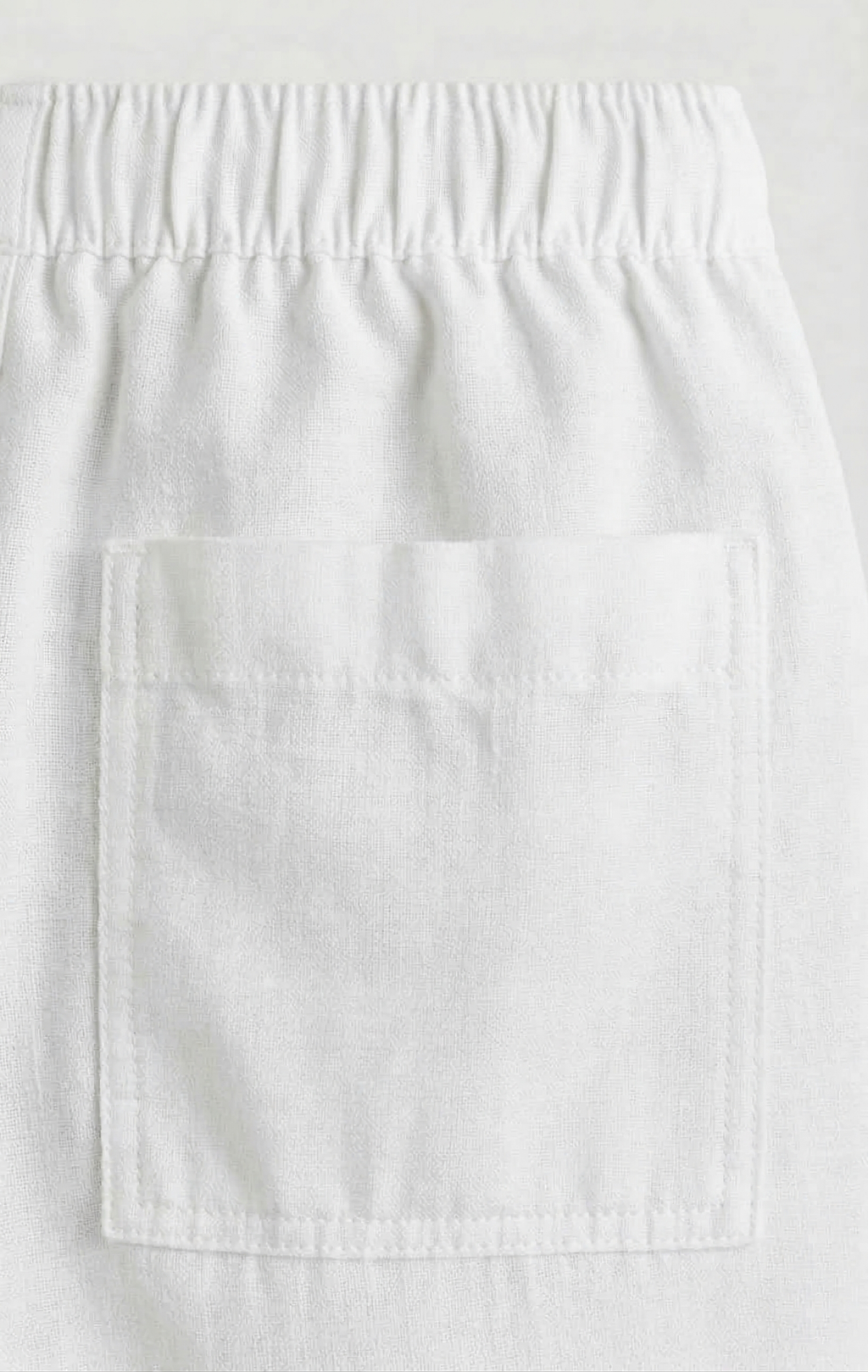 White Linen Drawstring Shorts by French Cuff