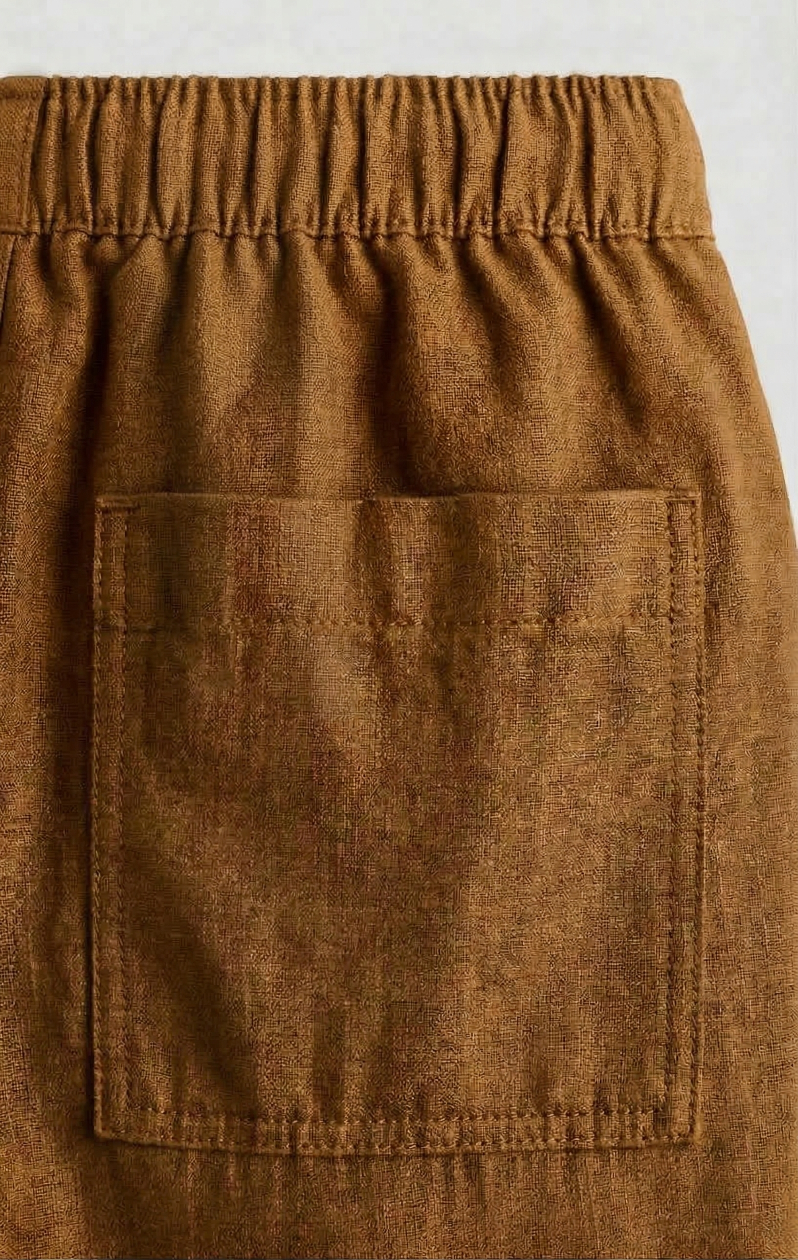 Brown Linen Drawstring Shorts by French Cuff