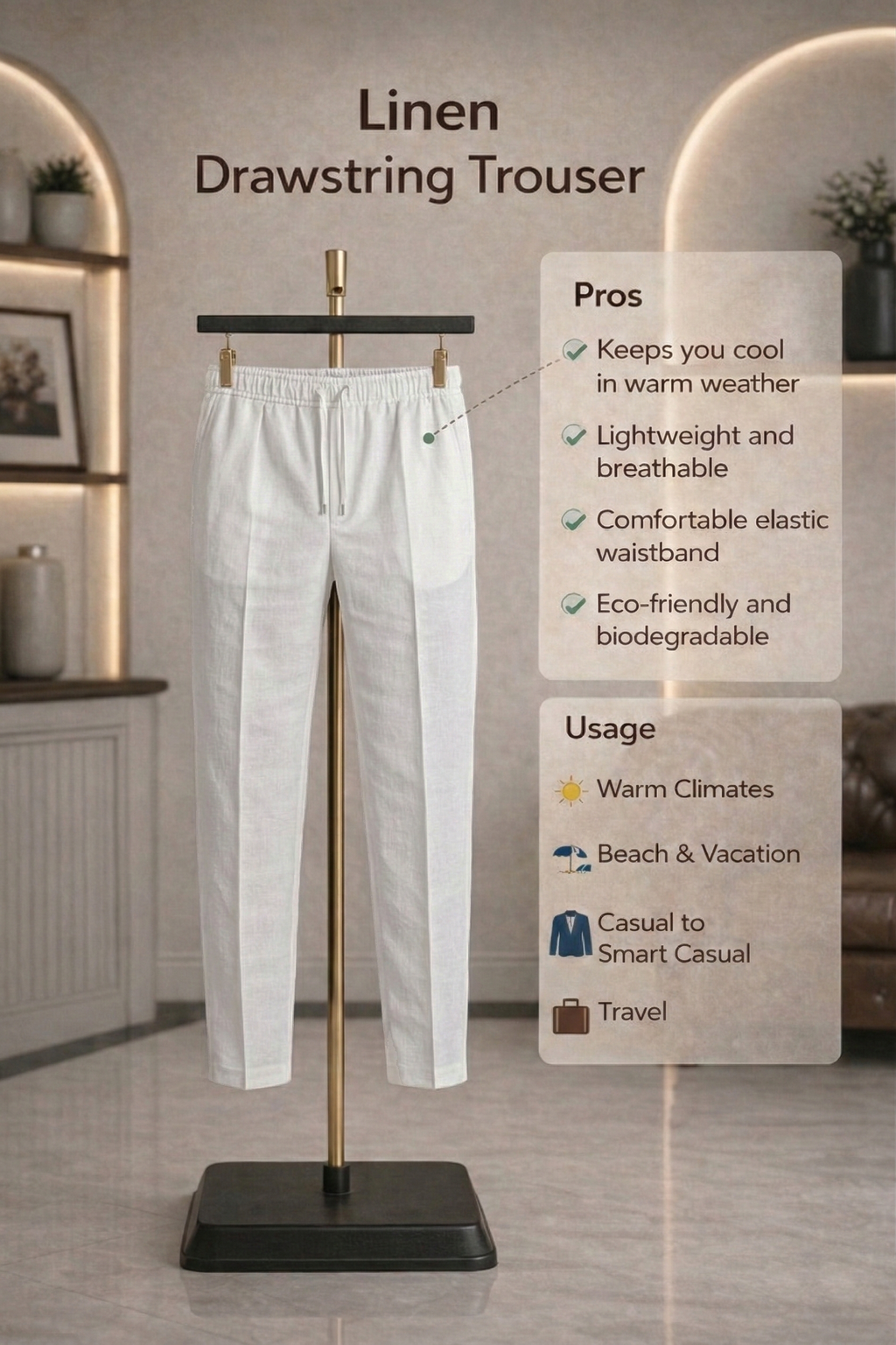 Half Sleeve Linen Pair For Men | Sky Blue Linen Shirt with White Linen Pant