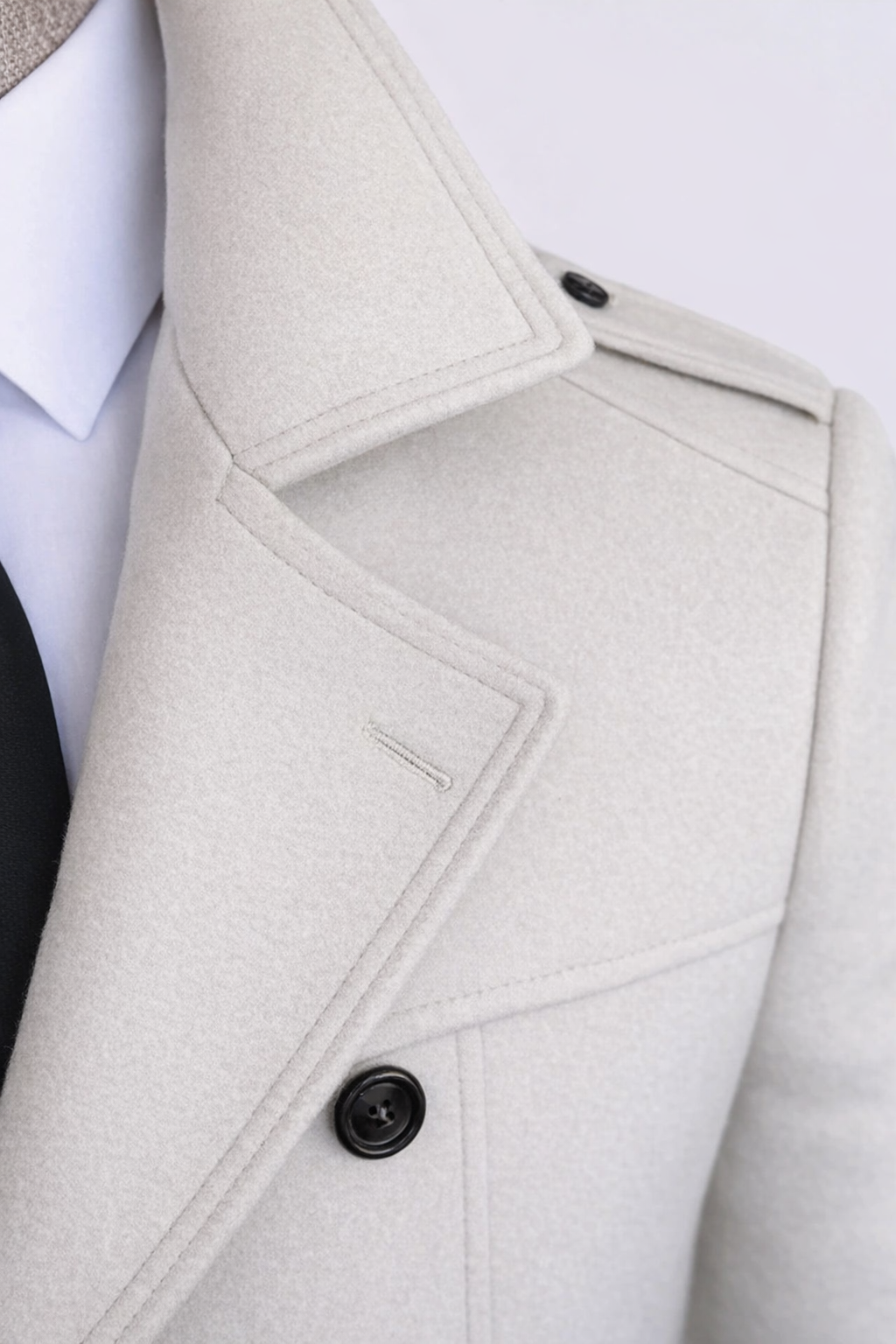 French Cuff Men's Beige Cashmere 4-Pocket Jacket