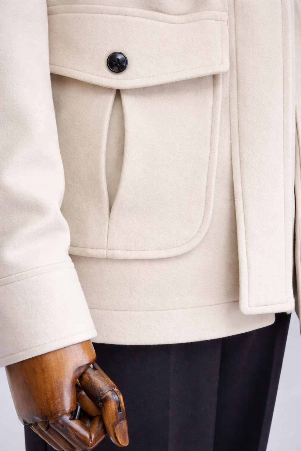 French Cuff Men's Beige Cashmere 4-Pocket Jacket