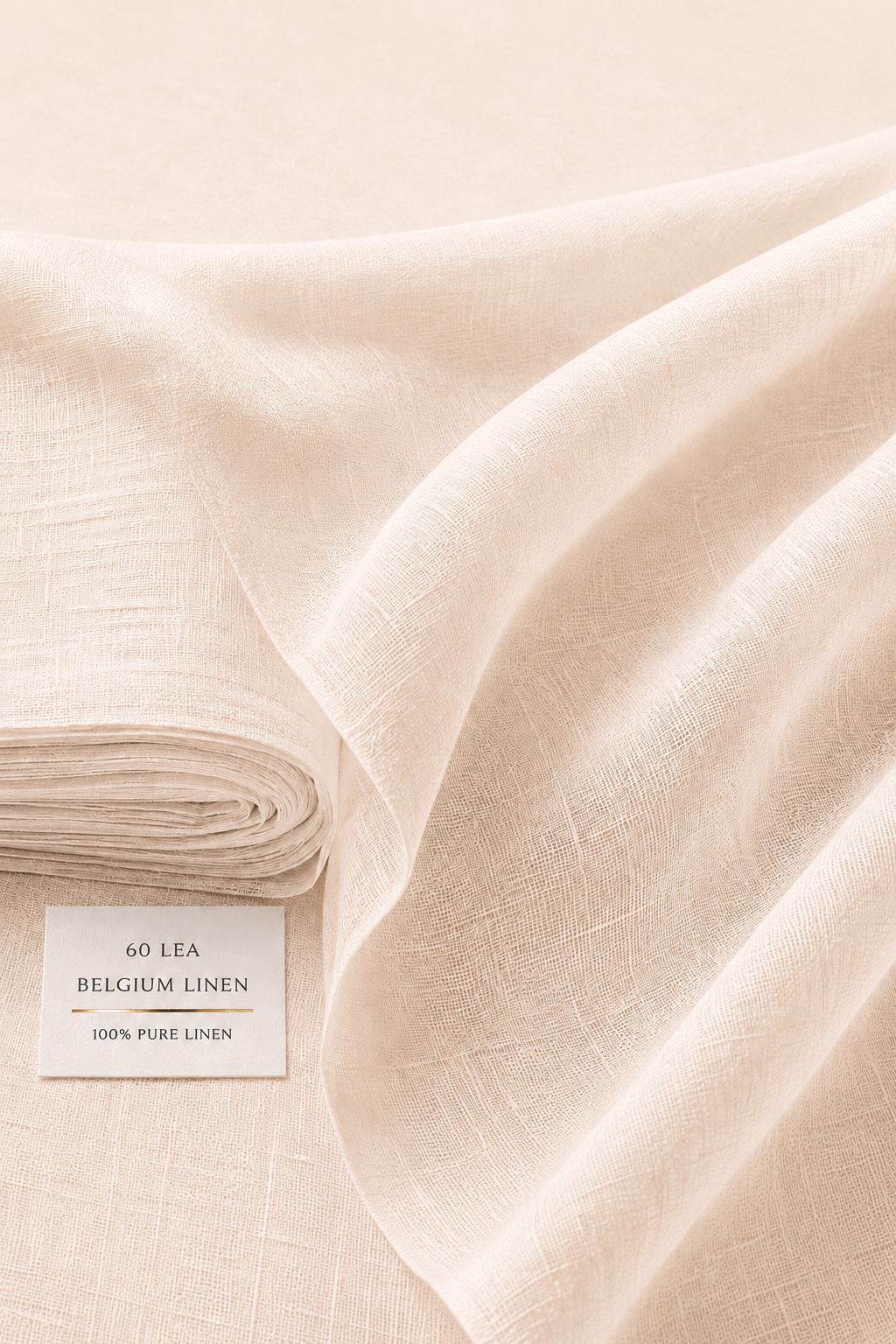 French Cuff 100% Belgium Linen Beige Fabric
