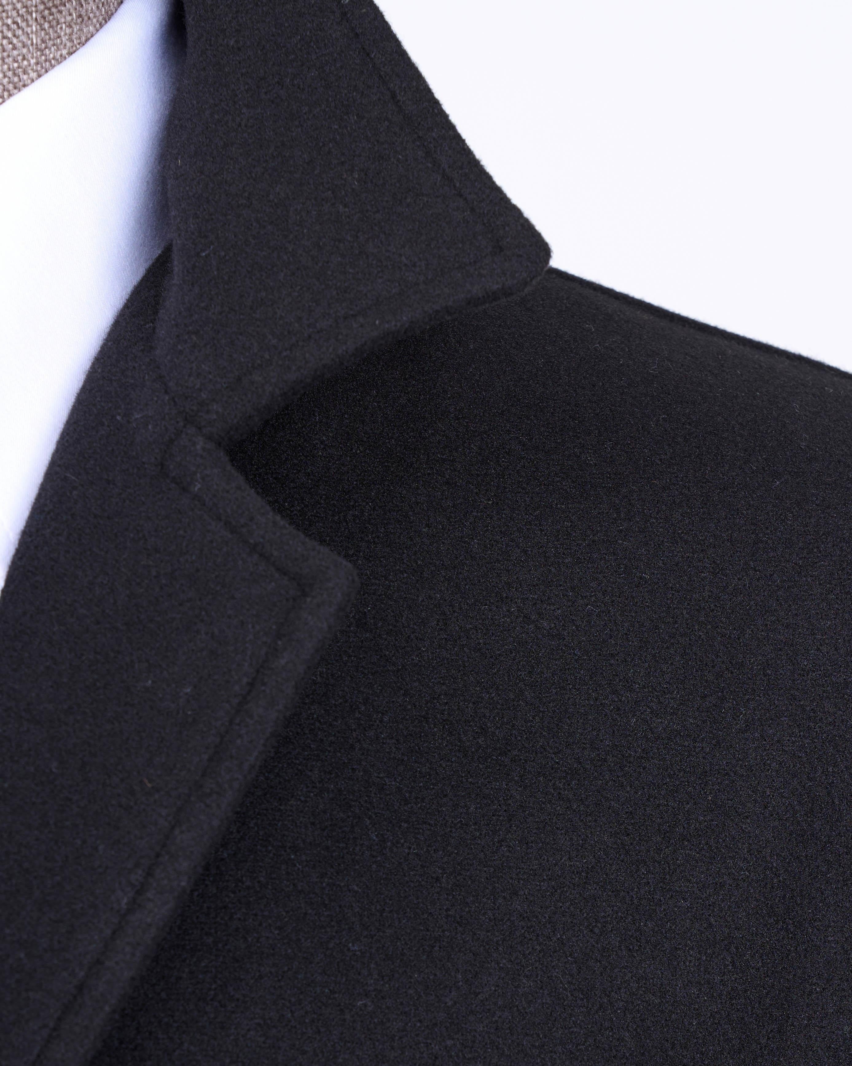 French Cuff Men's Black Cashmere 4-Pocket Jacket