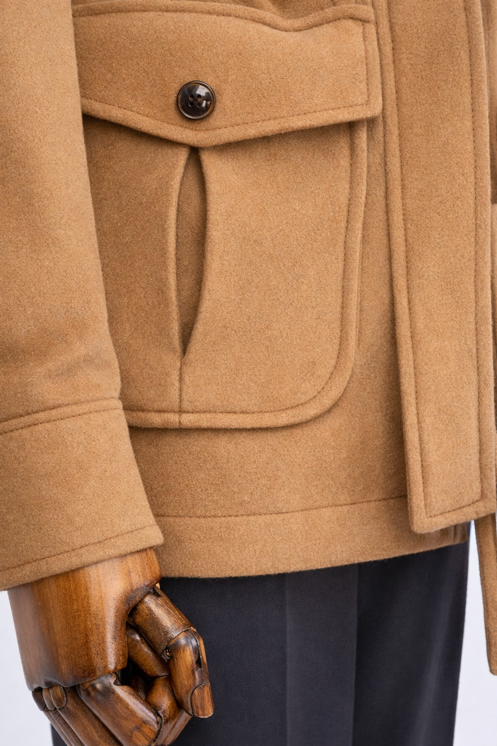 French Cuff Men's Camel Cashmere 4-Pocket Jacket