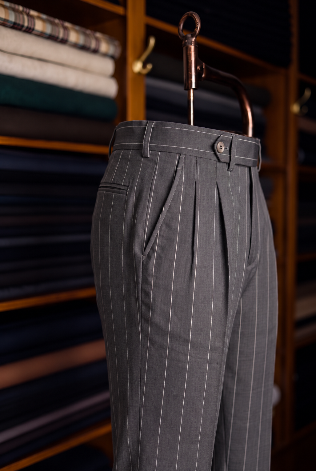 Viceroy Gunmetal Stripe Double Pleated Trousers for Men