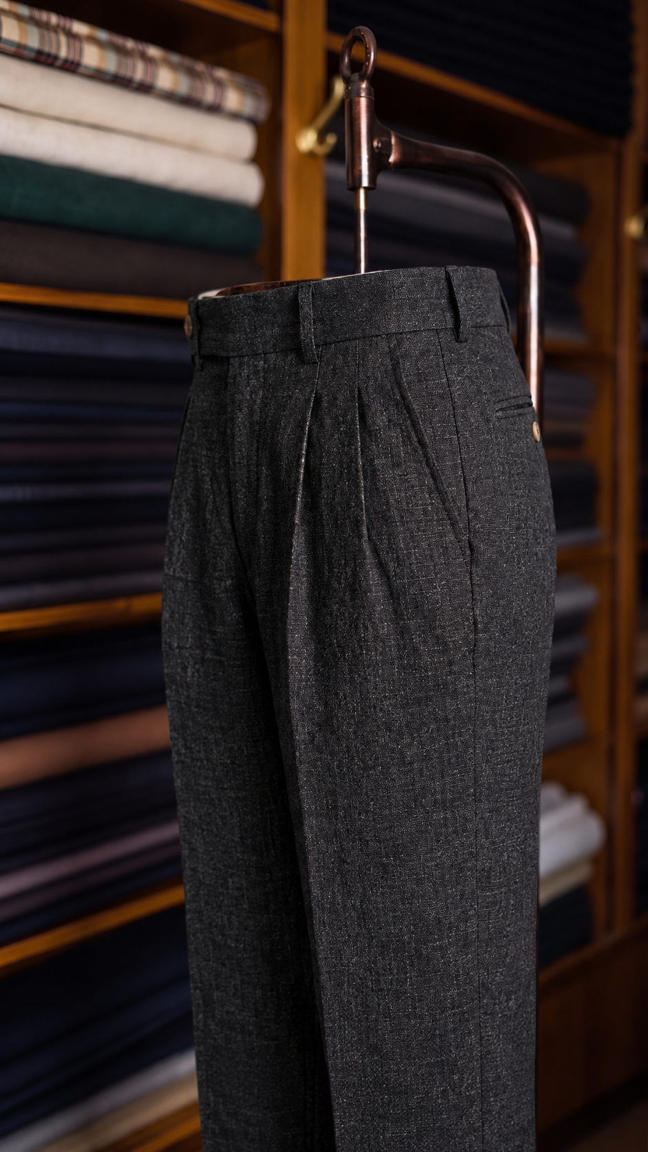 Viceroy Black Marino Wool Double Pleated Trousers for Men