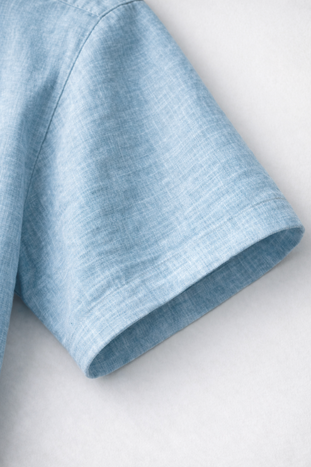 French Cuff Men's Pure Linen Sky Blue Half Sleeve Shirt | Summer Wear