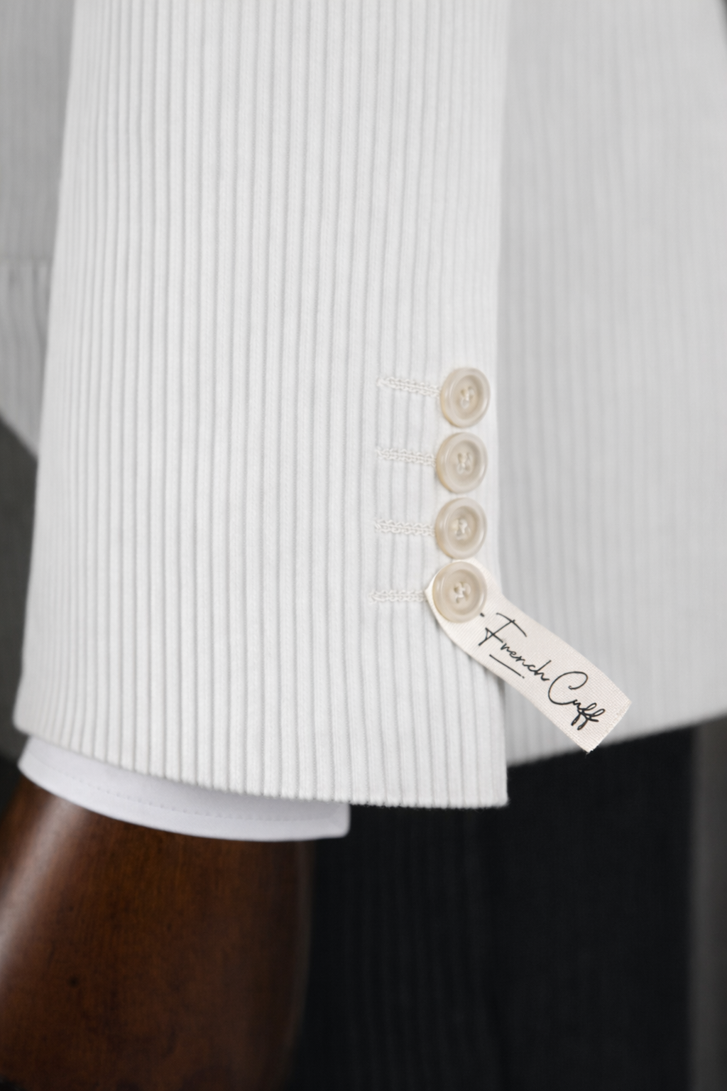 French Cuff Men's Corduroy White Double Breasted  Blazer