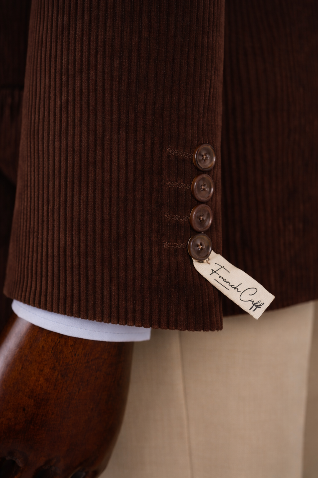 French Cuff Men's Corduroy Brown Double Breasted  Blazer