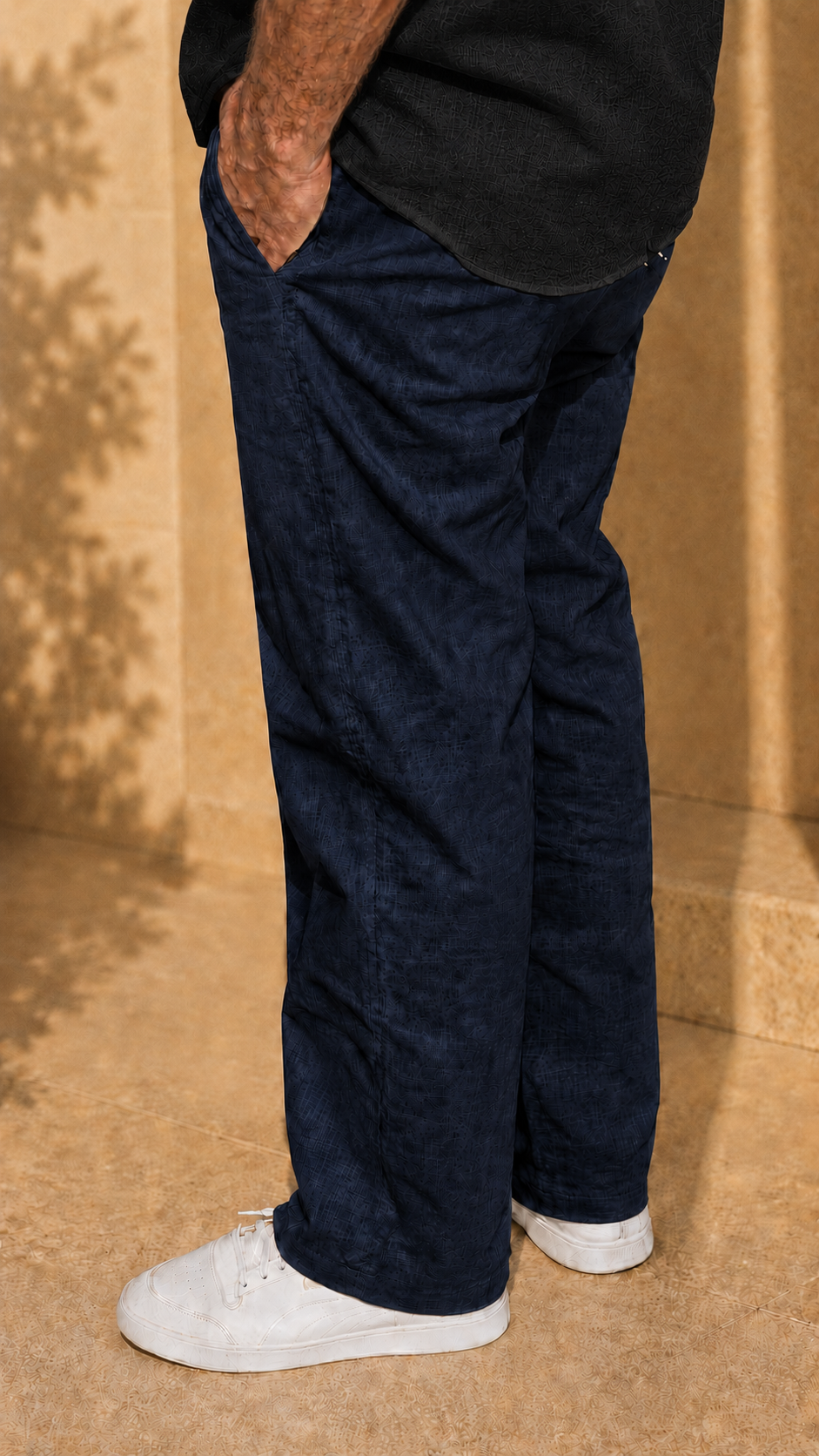 Half Sleeve Belgium Linen Pair For Men | Black Shirt with Navy Pant by frenchcuff