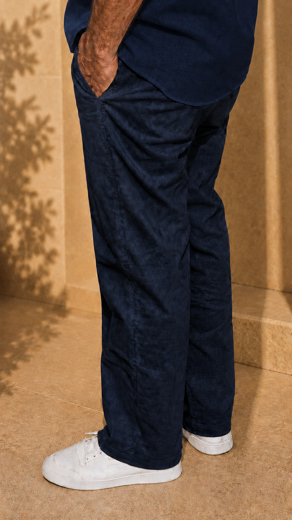 Full Sleeve Belgium Linen Pair For Men | Navy Shirt with Navy Pant by frenchcuff