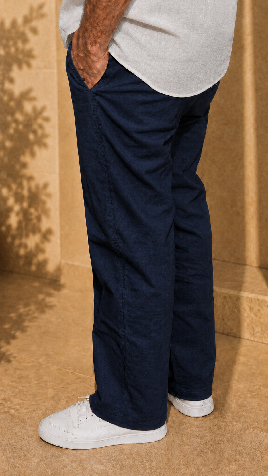 Half Sleeve Belgium Linen Pair For Men | Grey Shirt with Navy Pant by frenchcuff