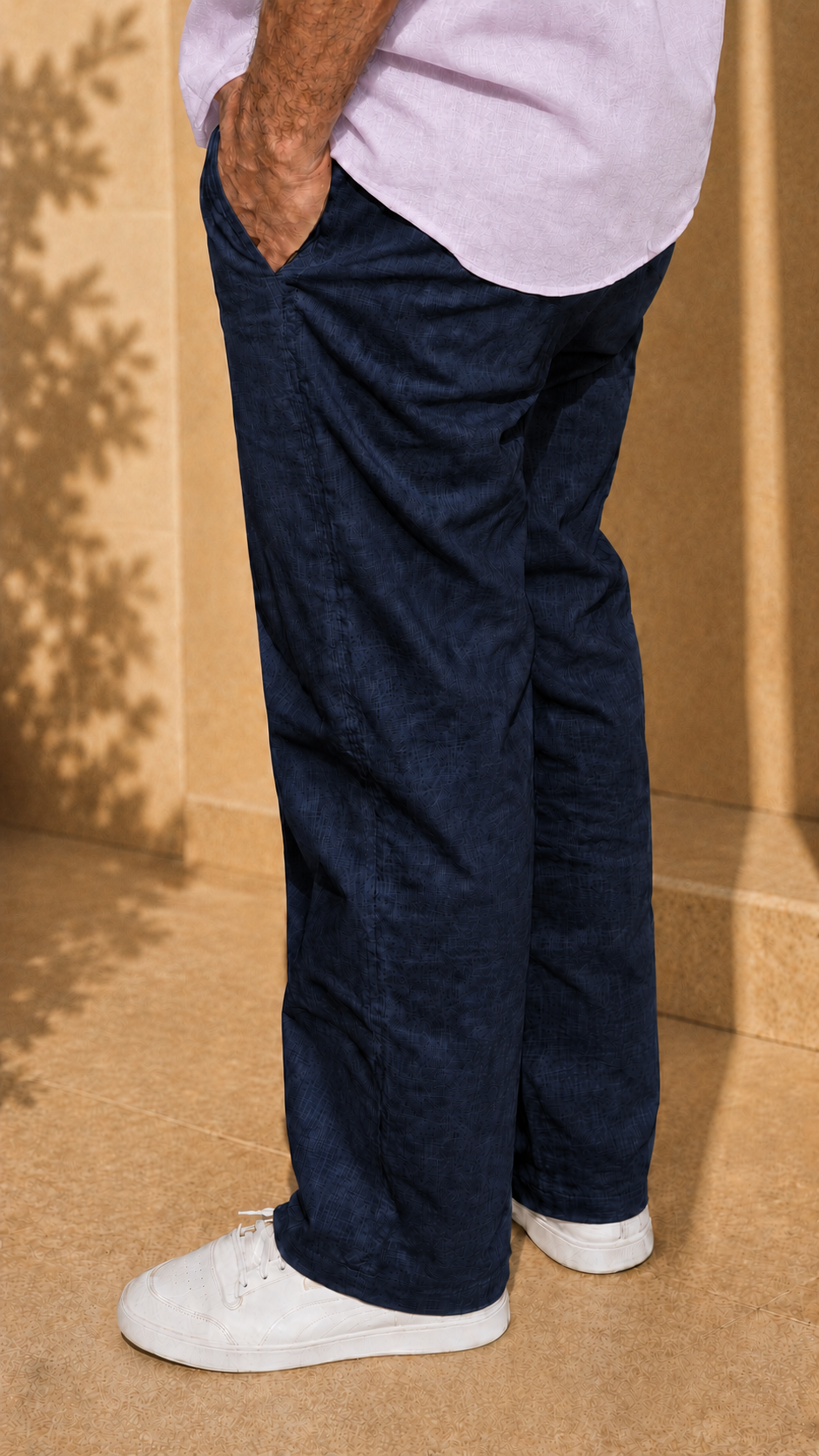 Half Sleeve Belgium Linen Pair For Men | Lavender Shirt with Navy Pant by frenchcuff