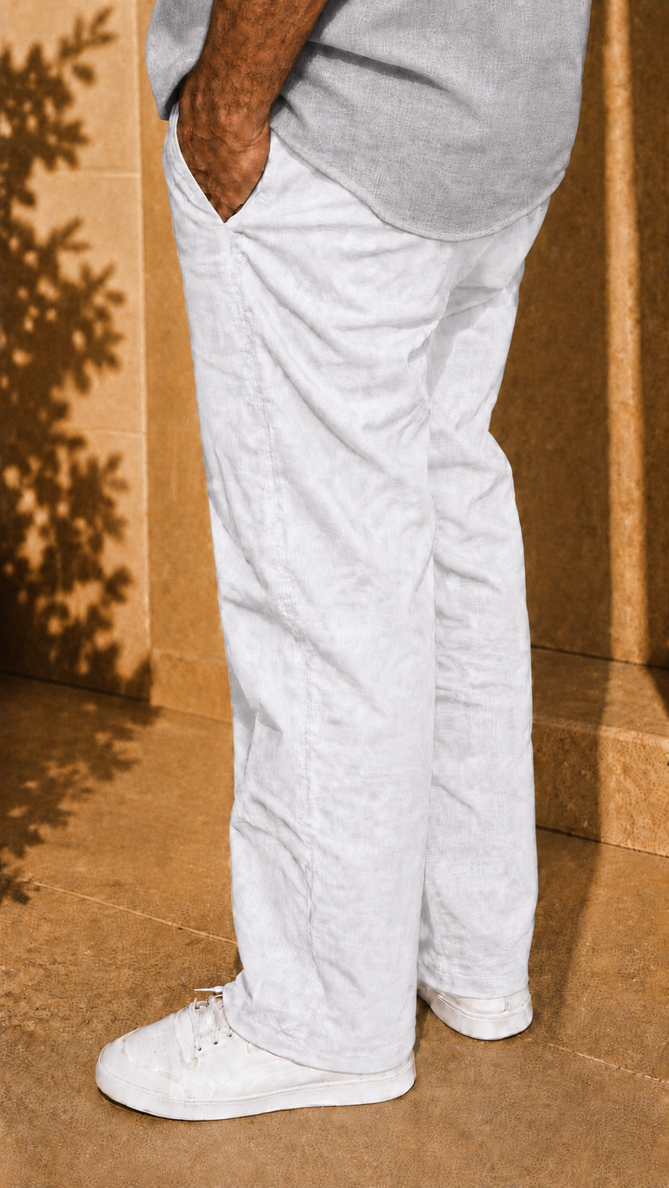 Full Sleeve Belgium Linen Pair For Men | Grey Shirt with White Pant by frenchcuff