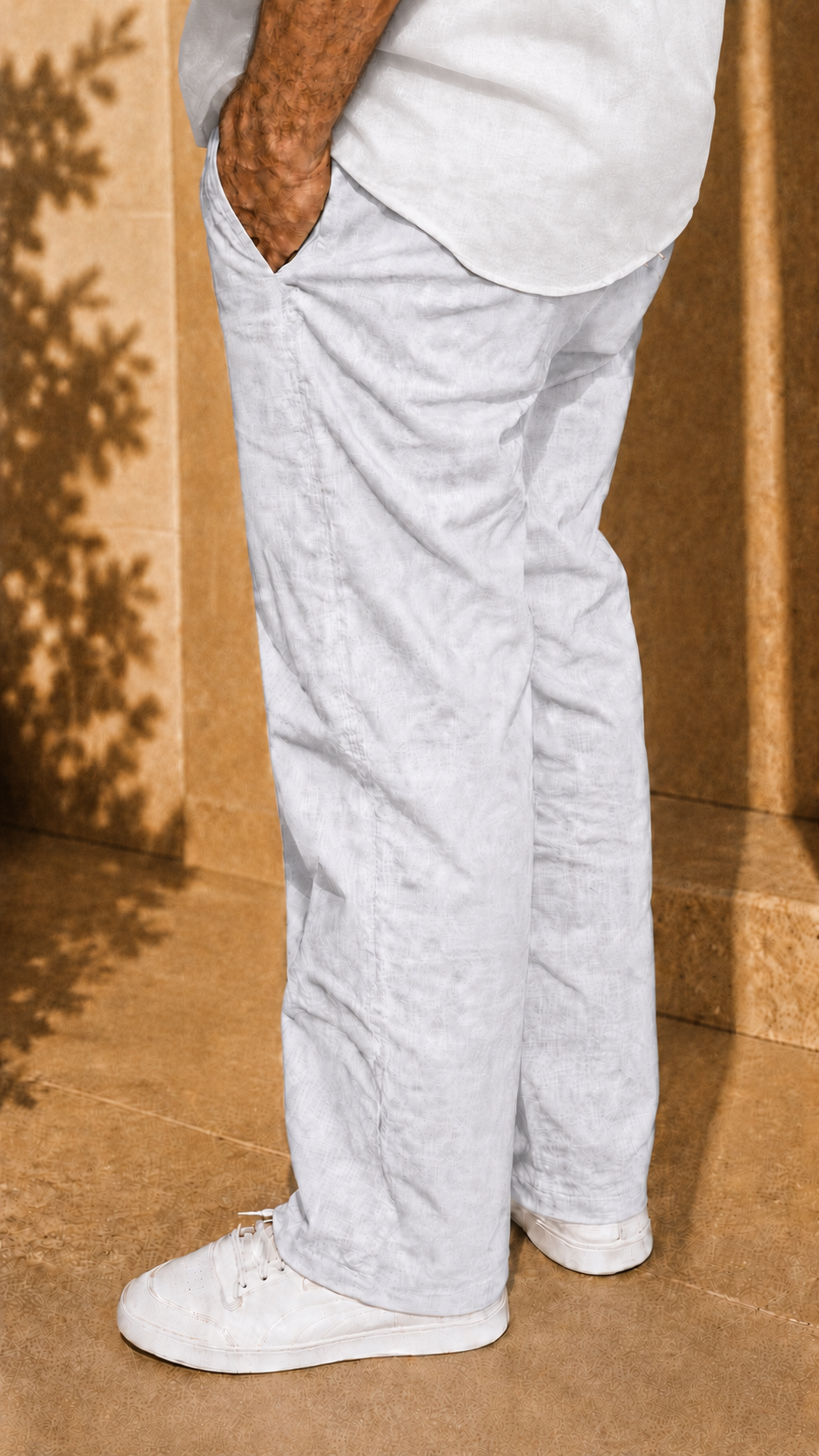 Half Sleeve Belgium Linen Pair For Men | White Shirt with White Pant by frenchcuff