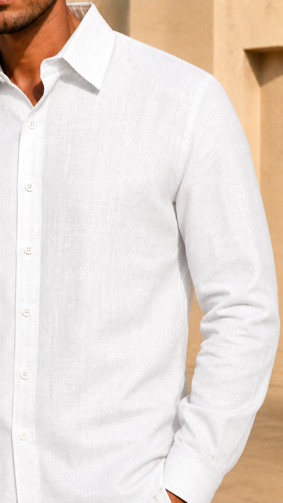 Full Sleeve Belgium Linen Pair For Men | White Shirt with Navy Pant by frenchcuff