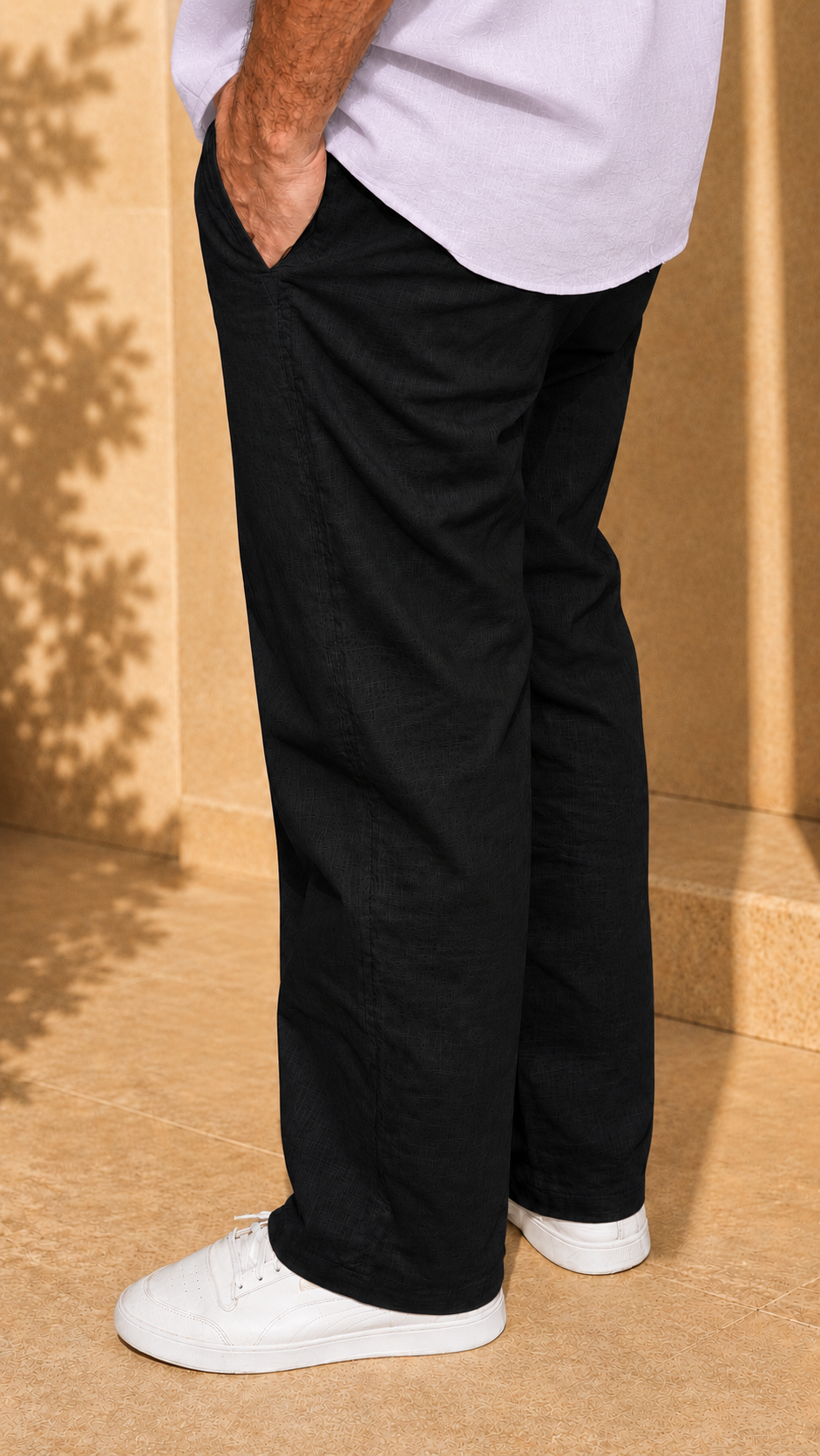 Half Sleeve Belgium Linen Pair For Men | Lavender Linen Shirt with Black Linen Pant by frenchcuff