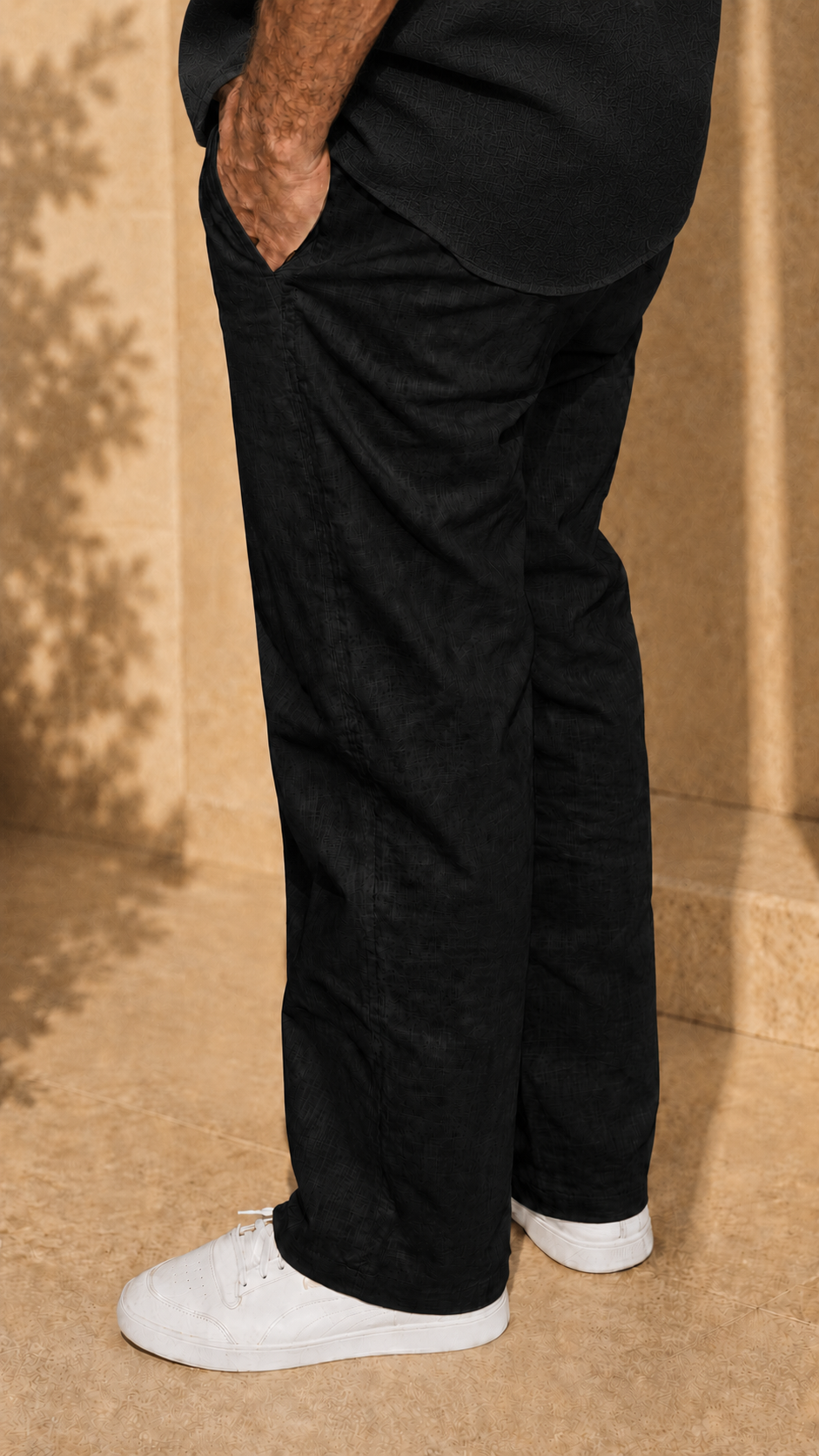 Full Sleeve Belgium Linen Pair For Men | Black Shirt with Black Pant by frenchcuff
