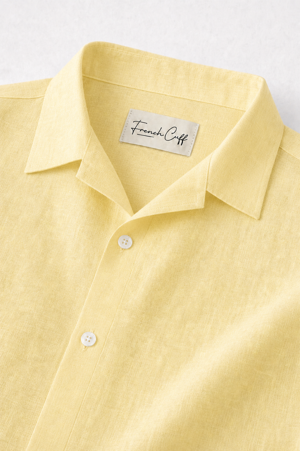 Cuban Collar Half Sleeve Men's Belgium Linen Yellow Shirt | Summer Wear