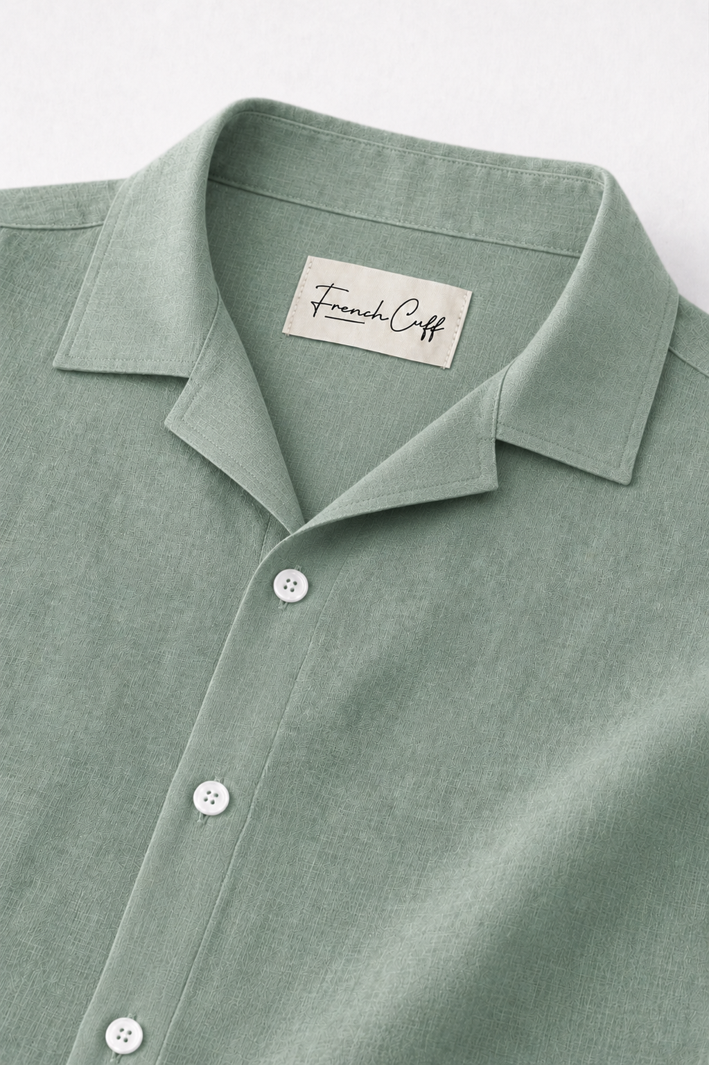 Cuban Collar Half Sleeve Men's Belgium Linen Green Shirt | Summer Wear