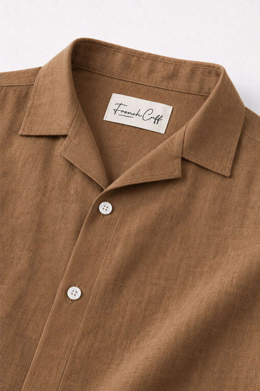 Cuban Collar Half Sleeve Men's Belgium Linen Brown Shirt | Summer Wear