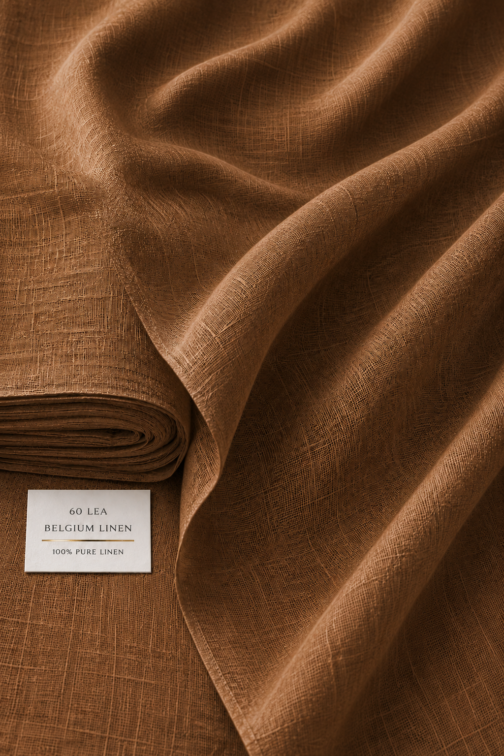 French Cuff 100% Belgium Linen Brown Fabric