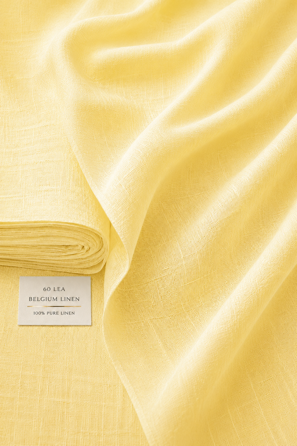 French Cuff 100% Belgium Linen Yellow Fabric