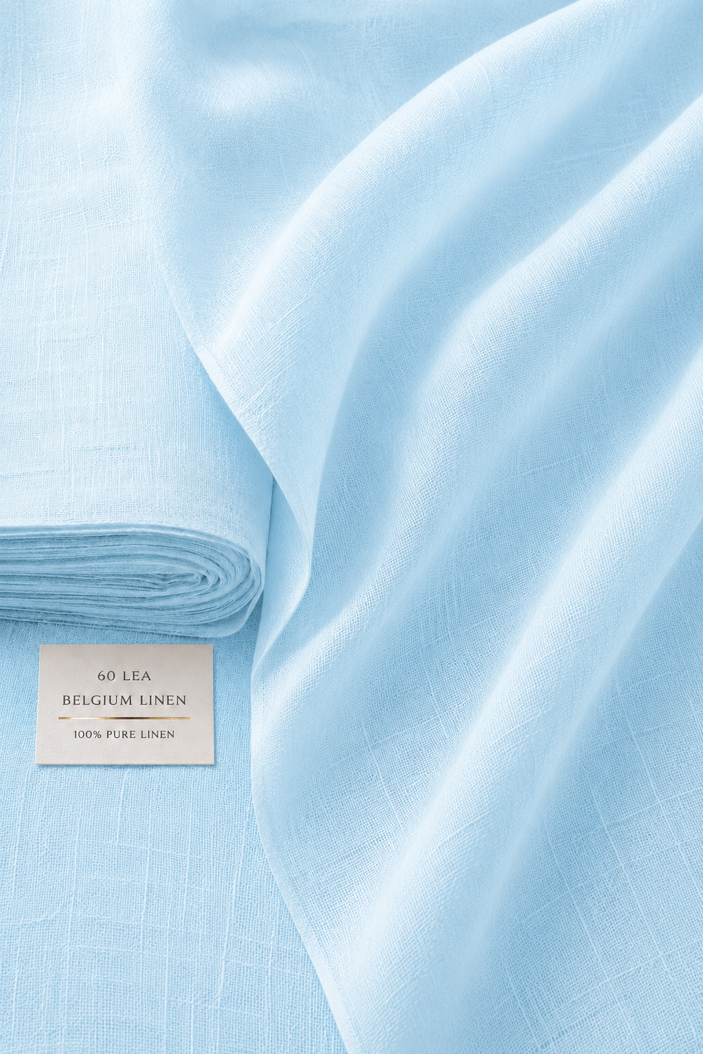 French Cuff 100% Belgium Linen Sky Blue Fabric