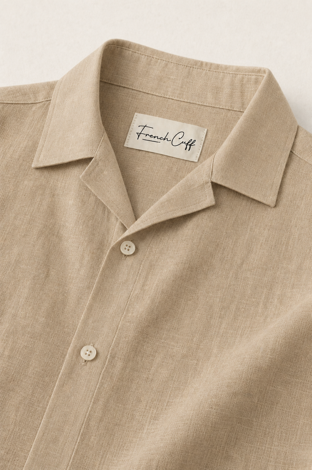 Cuban Collar Half Sleeve Men's 100% Belgium Linen Khaki Shirt | Summer Special