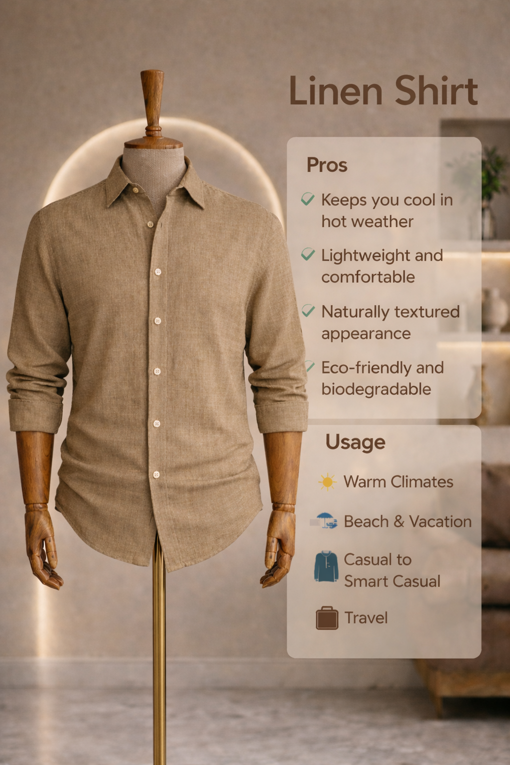 Full Sleeve Linen Pair For Men | Brown Linen Shirt with Black Linen Pant
