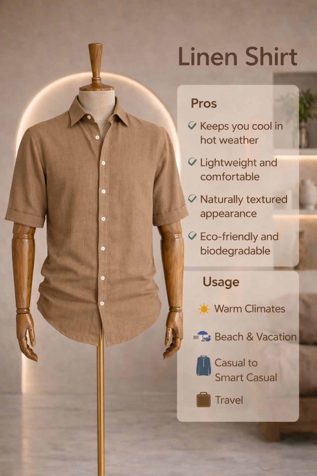 Half Sleeve Linen Pair For Men | Brown Linen Shirt with navy Linen Pant