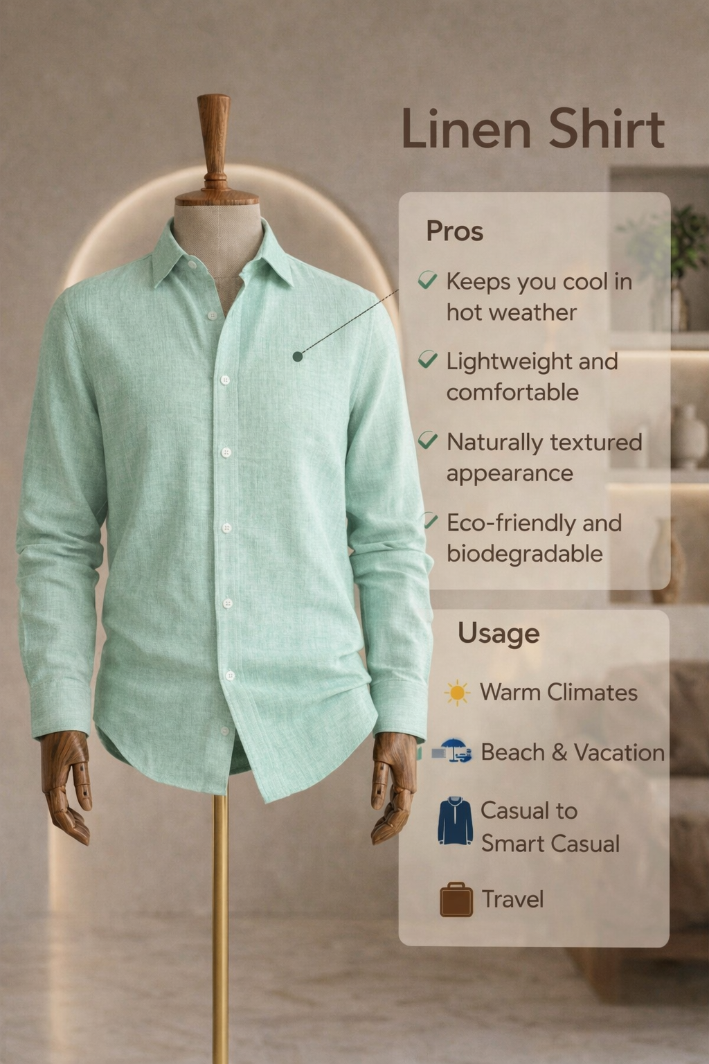 Full Sleeve Linen Pair For Men | Mint Green Linen Shirt with Black Linen Pant