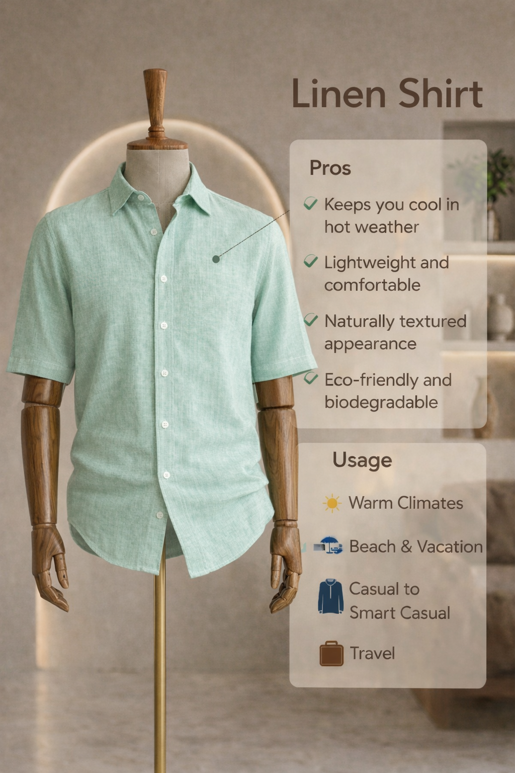 Half Sleeve Linen Pair For Men | Mint Green Linen Shirt with Black Linen Pant