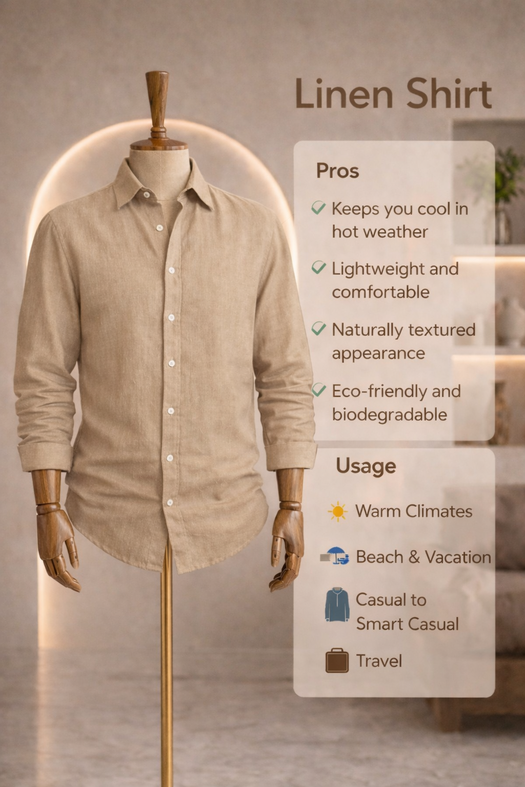 Full Sleeve Linen Pair For Men | Khaki Linen Shirt with Navy Linen Pant