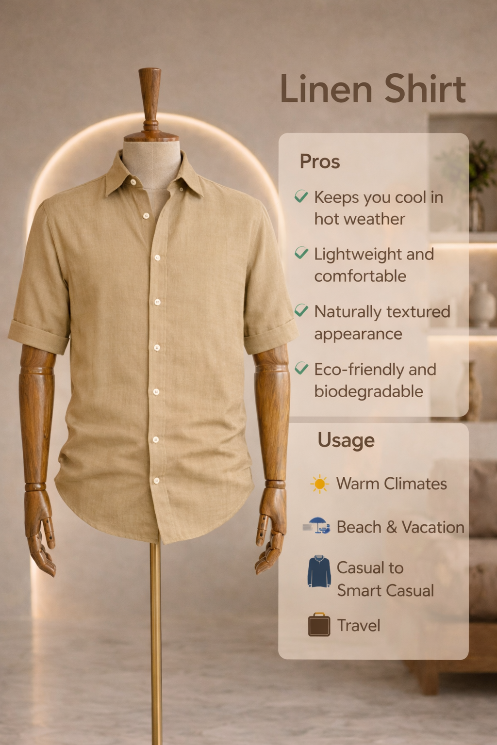 Half Sleeve Linen Pair For Men | Khaki Linen Shirt with Navy Linen Pant