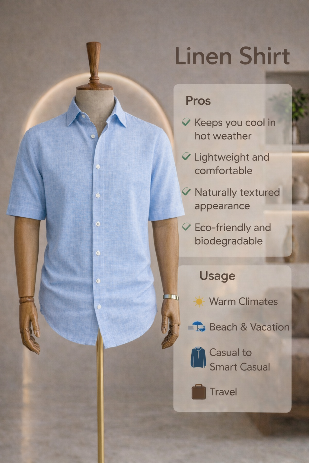 Half Sleeve Linen Pair For Men | Sky Blue Linen Shirt with Black Linen Pant