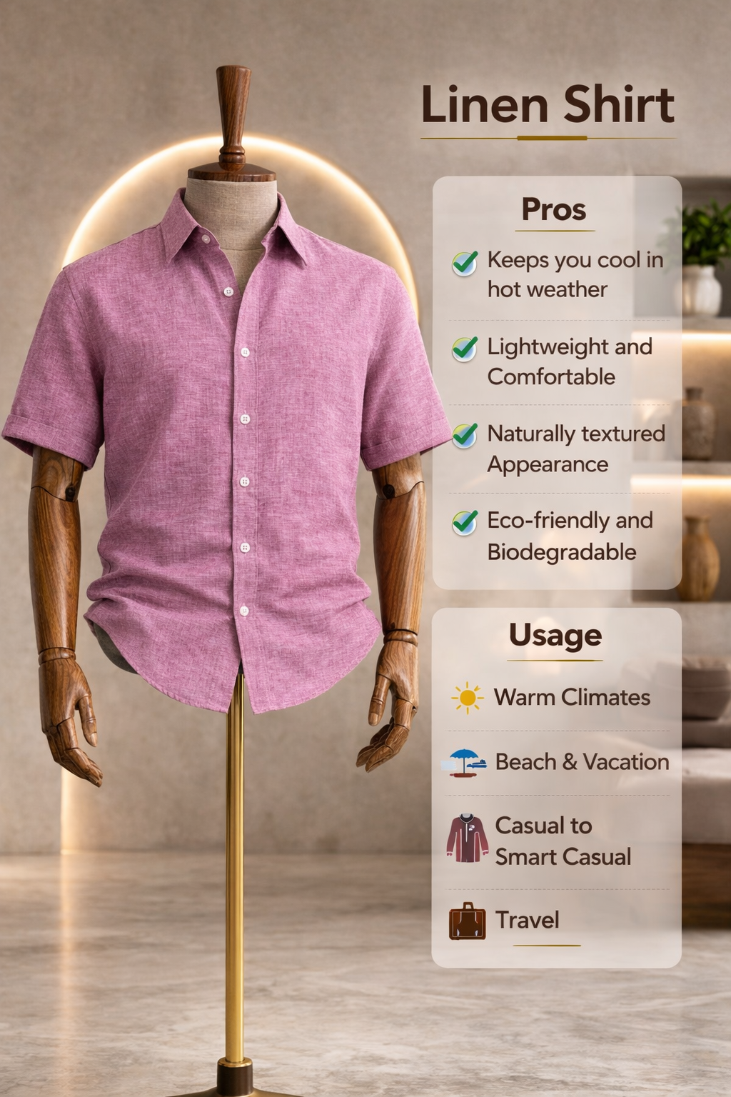 Half Sleeve Linen Pair For Men | Pink Linen Shirt with Navy Linen Pant