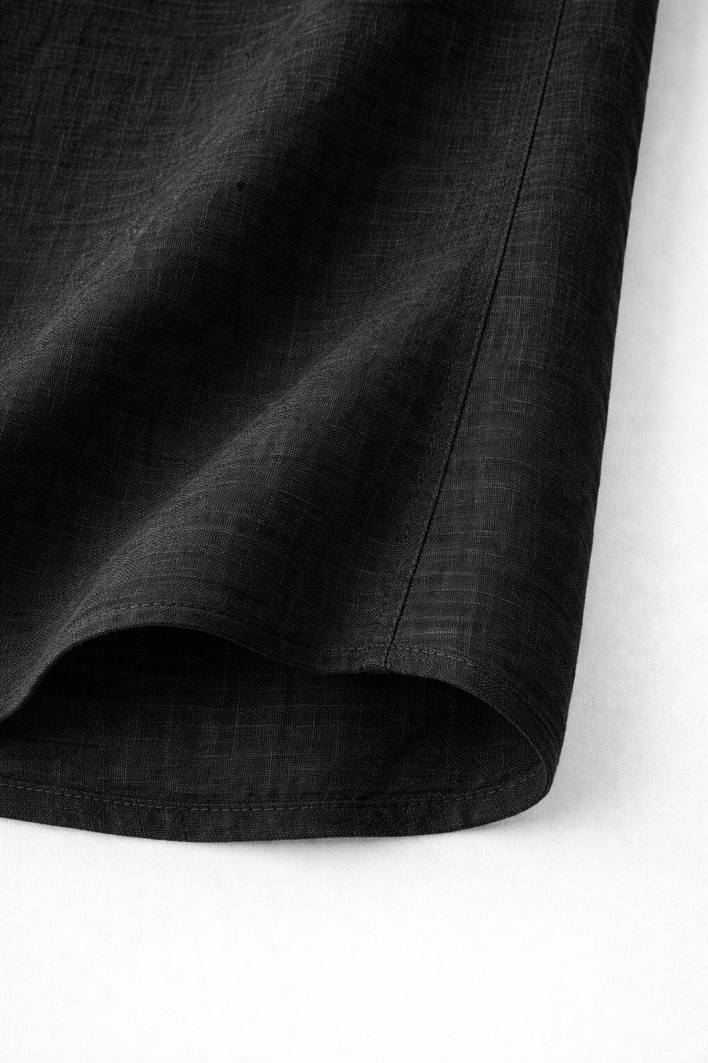 French Cuff Men's Pure Linen Black Half Sleeve Shirt | Summer Wear