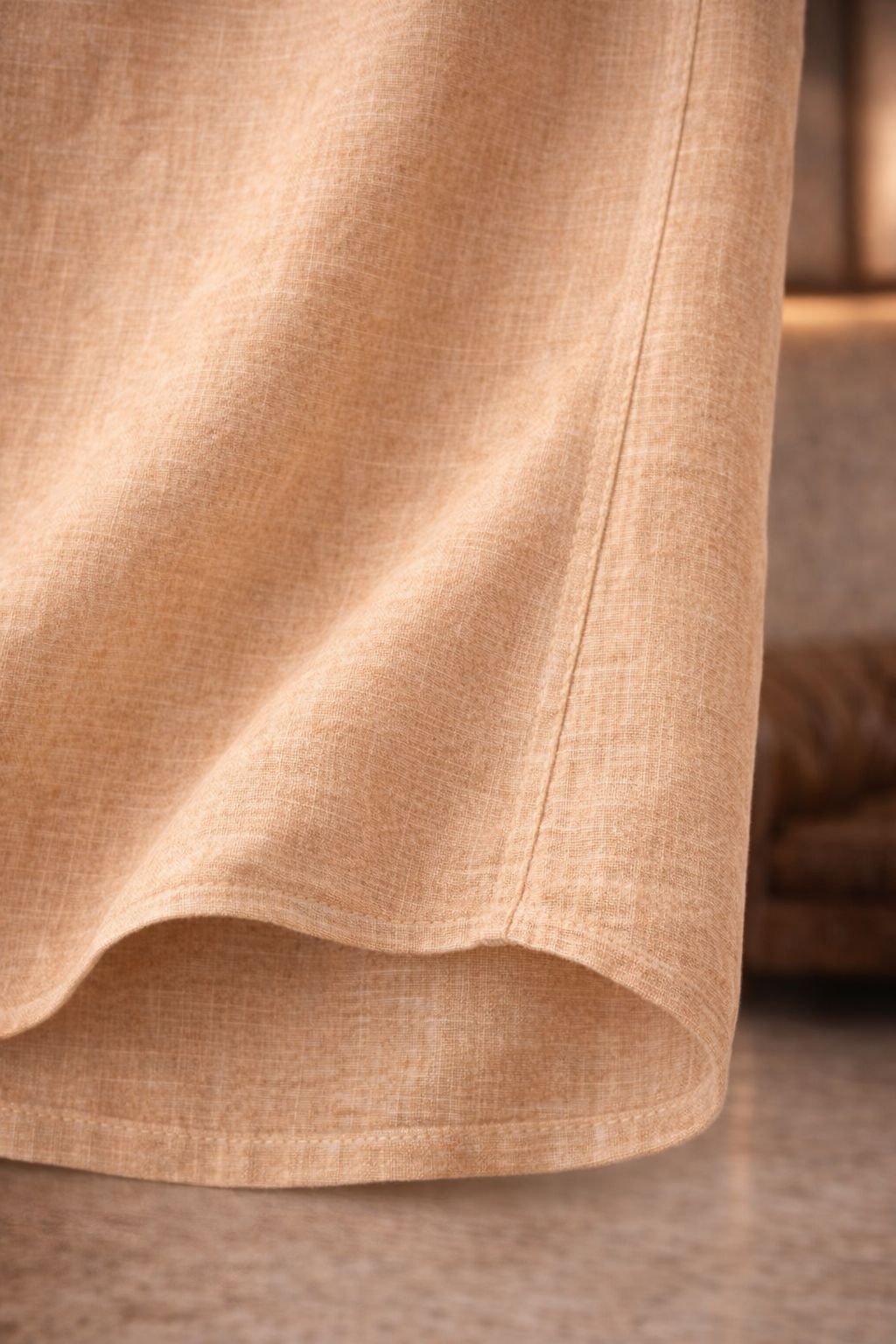 French Cuff Men's Pure Linen Khaki Half Sleeve Shirt | Summer Wear