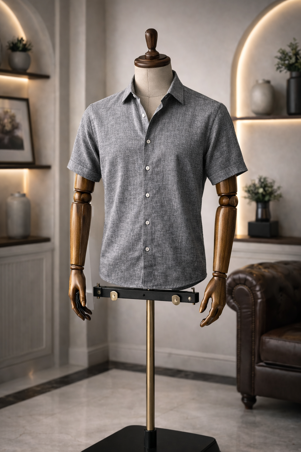 Half Sleeve Men's Pure Linen Dark Grey Shirt | Summer Wear