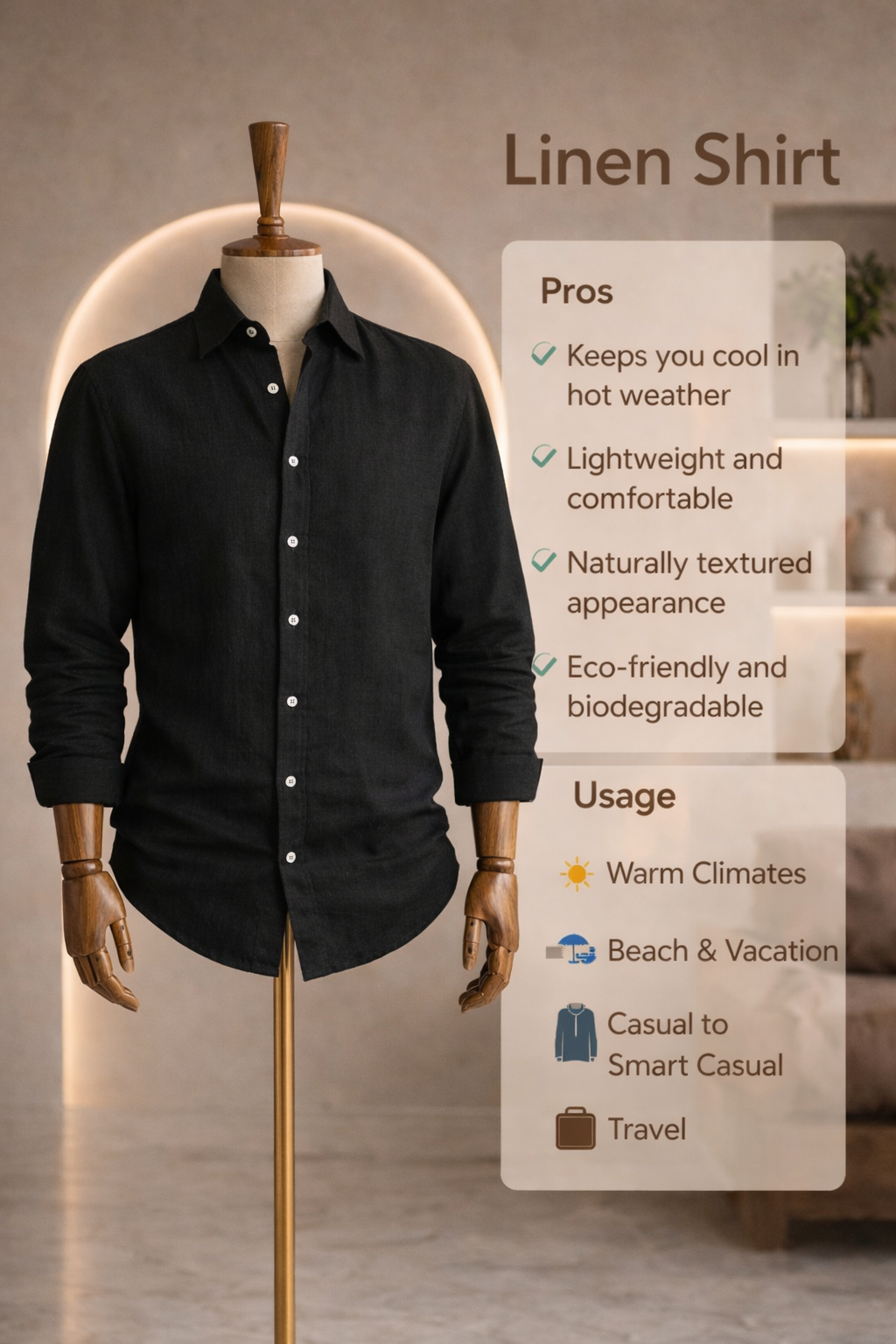 Full Sleeve Linen Pair For Men | Black Linen Shirt with White Linen Pant