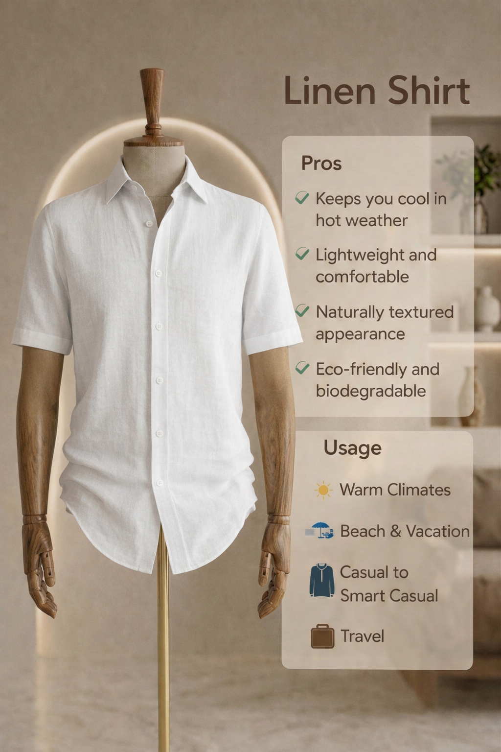 Half Sleeve Linen Pair For Men | White Linen Shirt with White Linen Pant